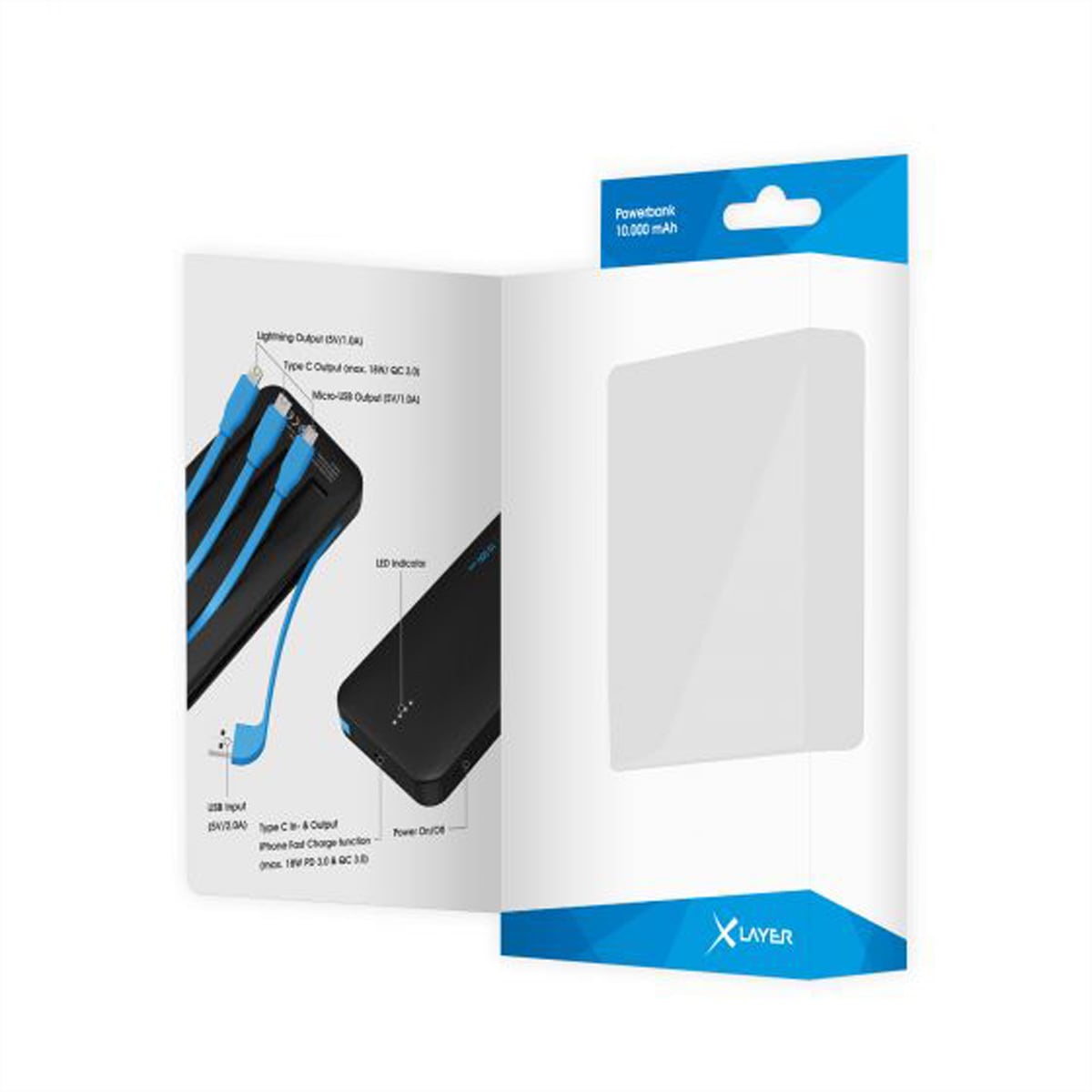 XLAYER Akku-Ladestation »XLayer Powerbank Plus AllinOne 10'000mAh, schwarz, Typ C/Micro USB/ Ligthning«