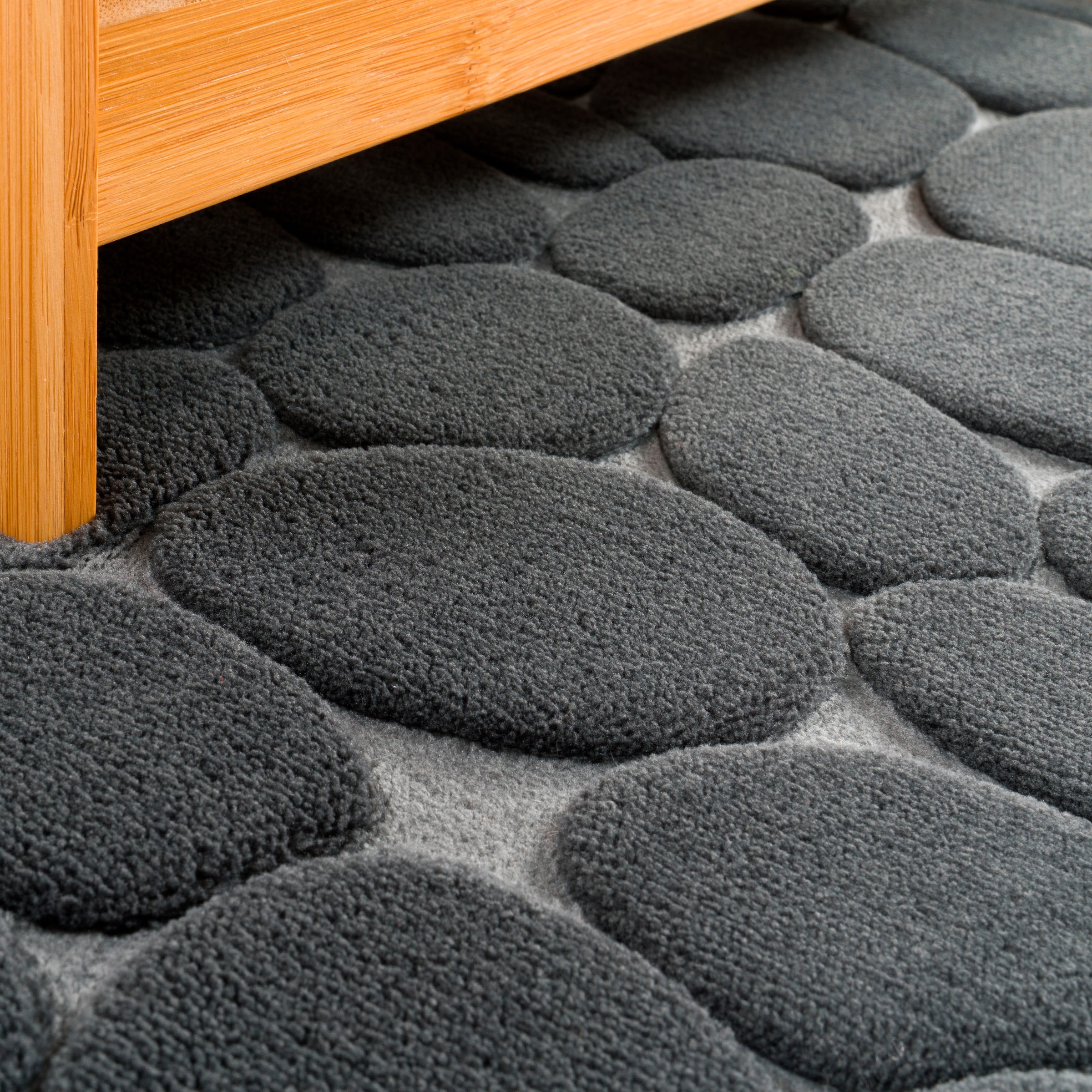 Paco Home Badematte »Corby 256«, Höhe 13 mm, fussbodenheizungsgeeignet, Badteppich, Uni Farben, Motiv Steine, Hoch-Tief Effekt