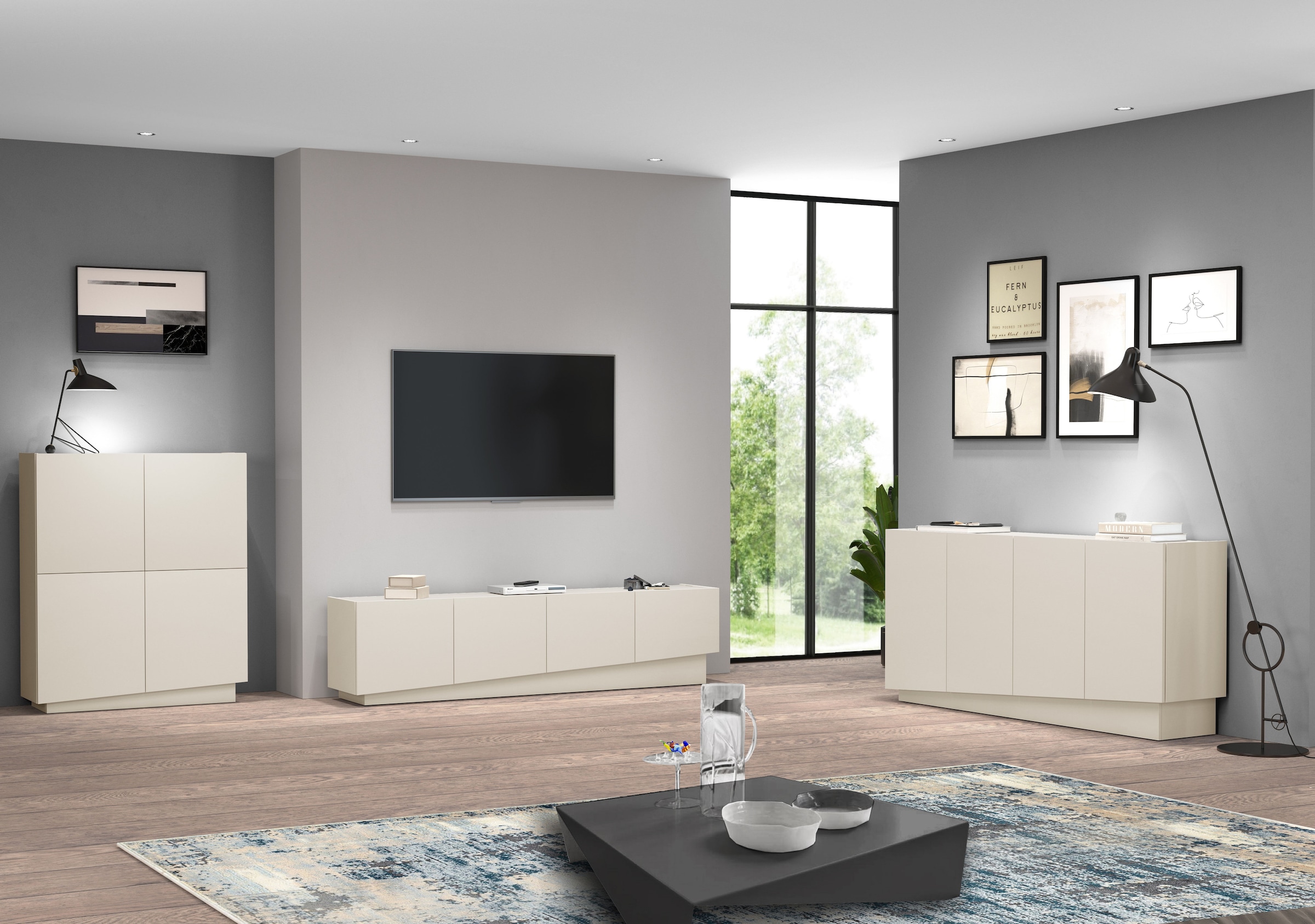 INOSIGN Highboard »VELA, Highboard, Höhe 120 cm,Design mit schrägen Türen«, (1 St.), Made in Italy, Masse-B/T/H: 100x35x120,hohes Sideboard,Anrichte,Kommode