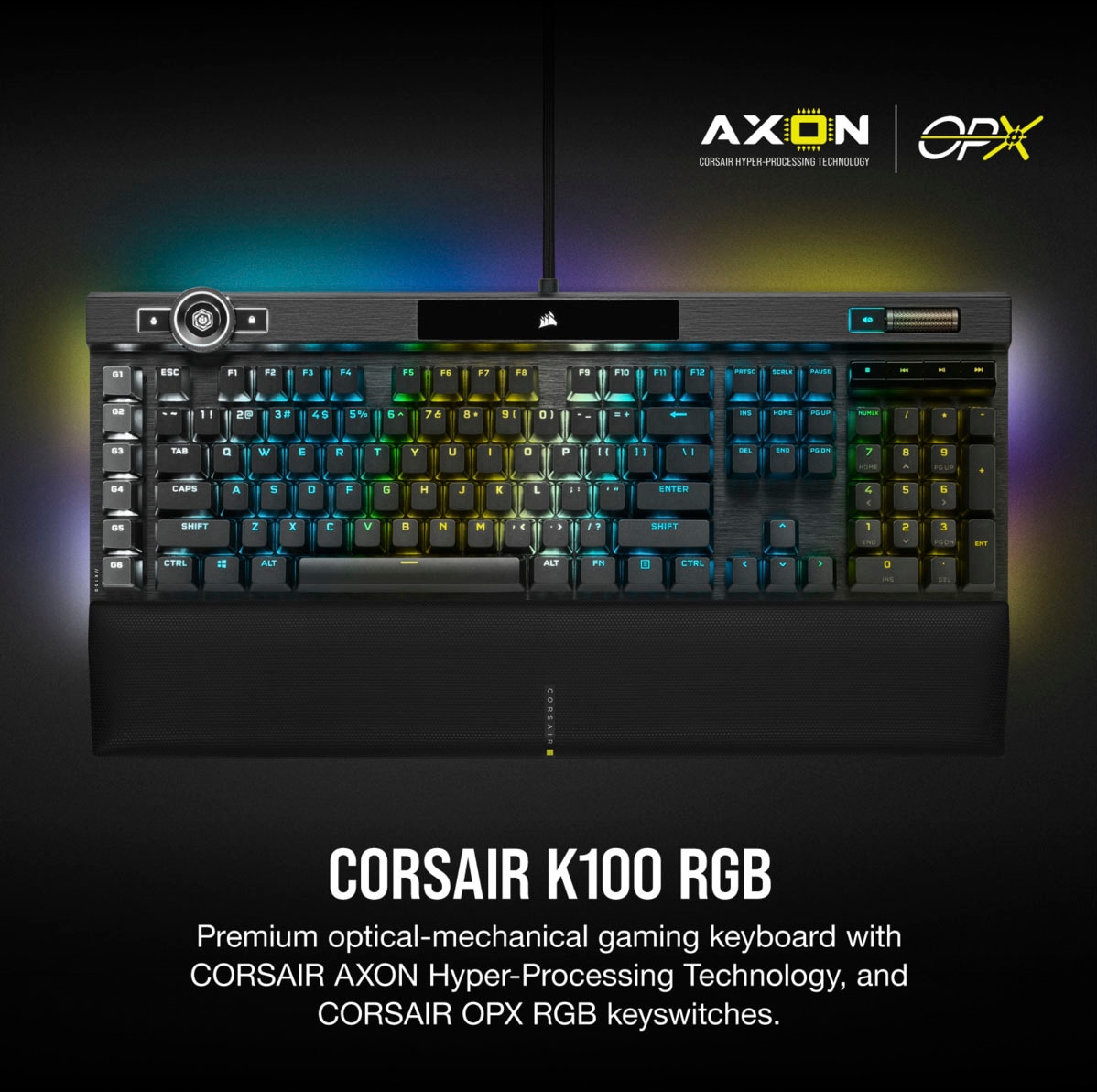 Corsair Gaming-Tastatur »Corsair K100 RGB«, (Handgelenkauflage-Multimedia-Tasten-programmierbare G-Tasten)