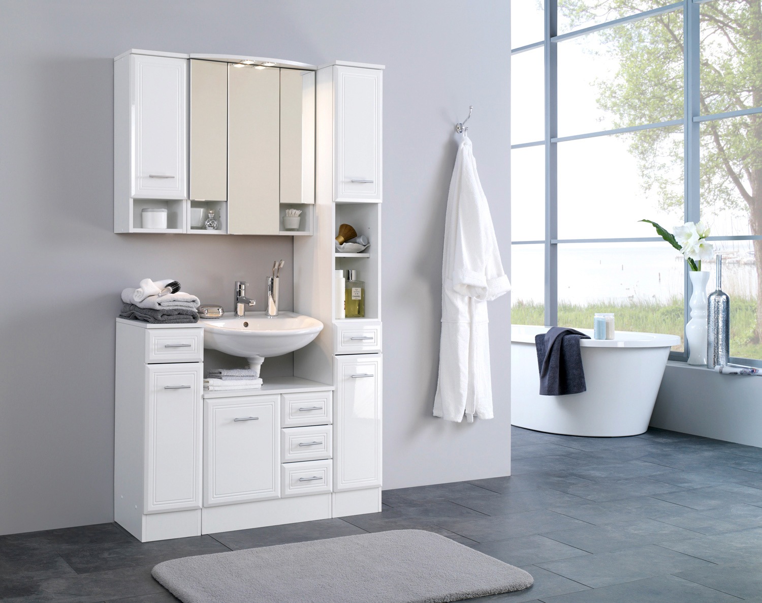 welltime Hängeschrank »Neapel«, Breite 25 cm, mit Hochglanzfronten und eleganter Fräsung