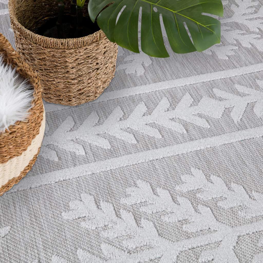 Carpet City Teppich »In-& Outdoorteppich Santorini 411, 3D-Effekt, Boho-Optik«, rund, 5 mm Höhe, Wetterfest & UV-beständig für Terrasse, Balkon, Küche, Flur