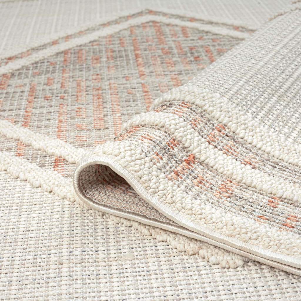 Carpet City Teppich »LINDO 8853«, rechteckig, 11 mm Höhe, Kurzflor, Hochtief-Muster/ 3D-Effekt, Fransen, Boho-Stil, Wohnzimmer