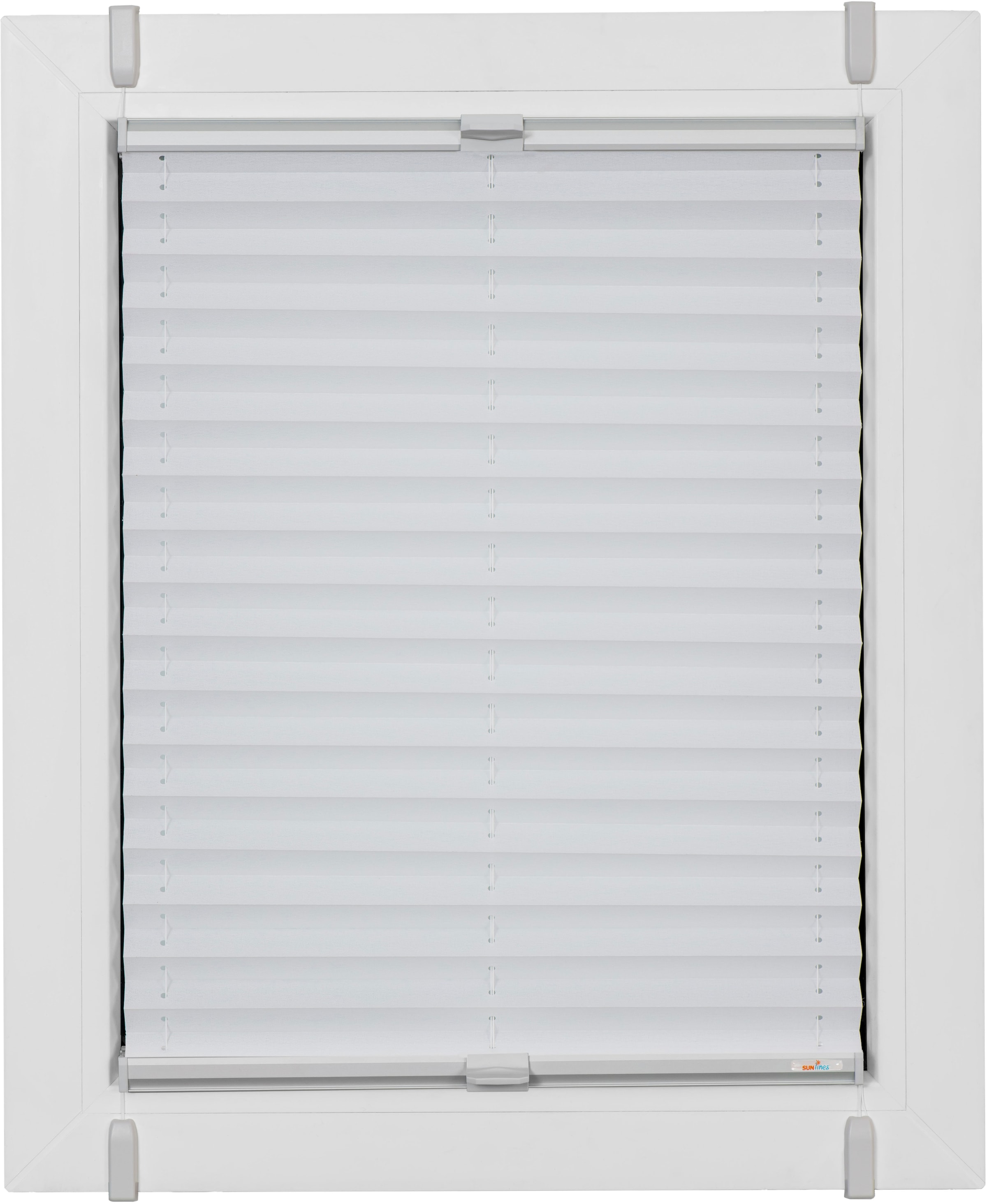 sunlines Plissee "One Size Style Crepe" blickdicht ohne Bohren verspannt Zubehörfarbe grau, zum Klemmen