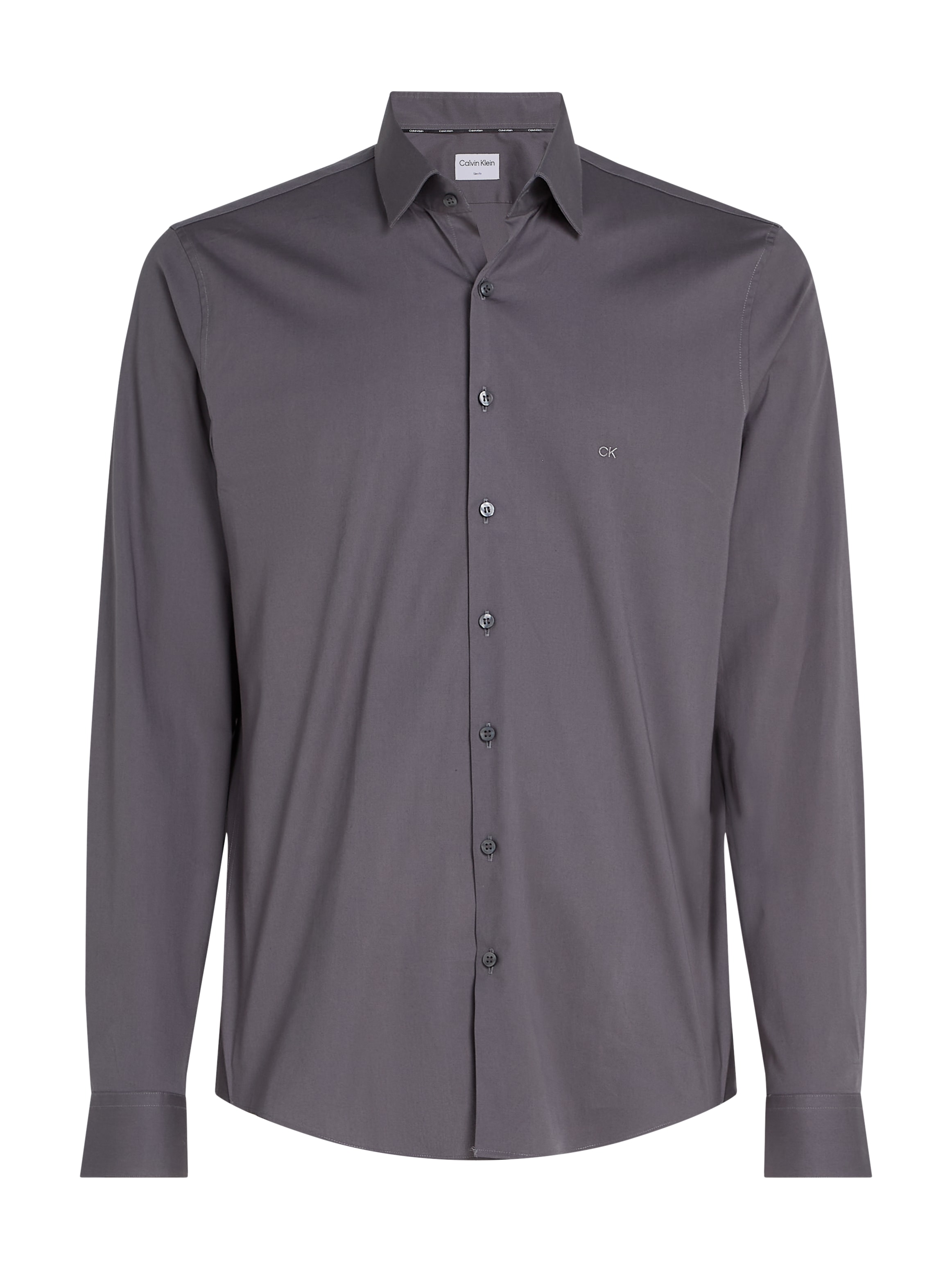 Calvin Klein Businesshemd »POPLIN STRETCH SLIM SHIRT«, mit Kentkragen, Logoprint auf Brusthöhe