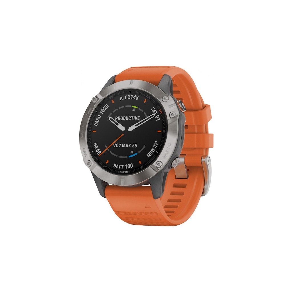 Garmin Smartwatch »fenix 6 Sapphire Orange/Silberfarben«