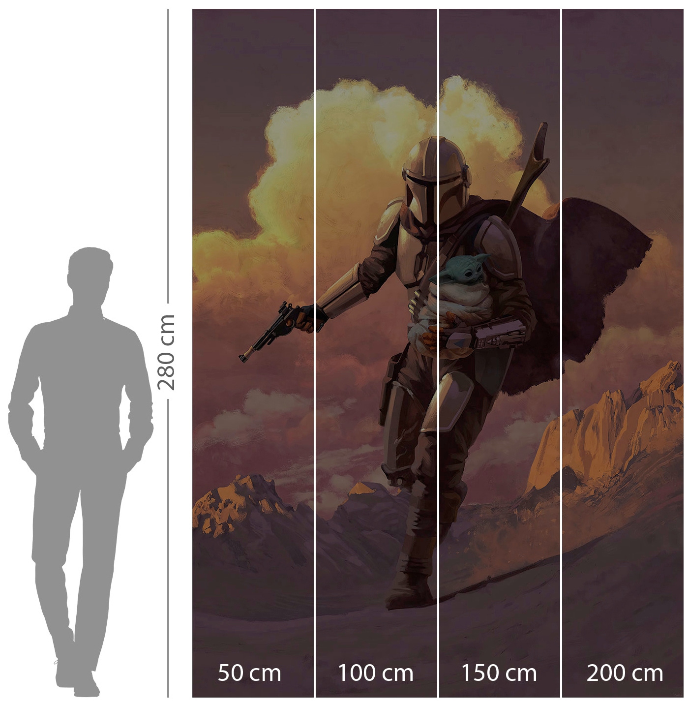 Komar Vliestapete »Digitaldruck Vlies - Mandalorian Escape - Grösse 200 x 280 cm«, bedruckt, Kinderzimmer