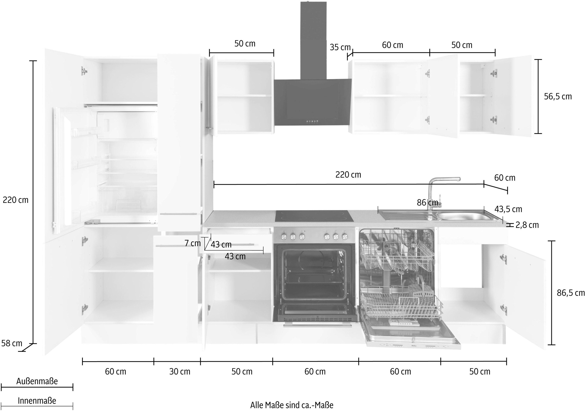 ❤ wiho Küchen Küchenzeile »Ela«, Breite 310 cm, Soft-Close-Funktion,  höhenverstellbare Füsse kaufen im Jelmoli-Online Shop