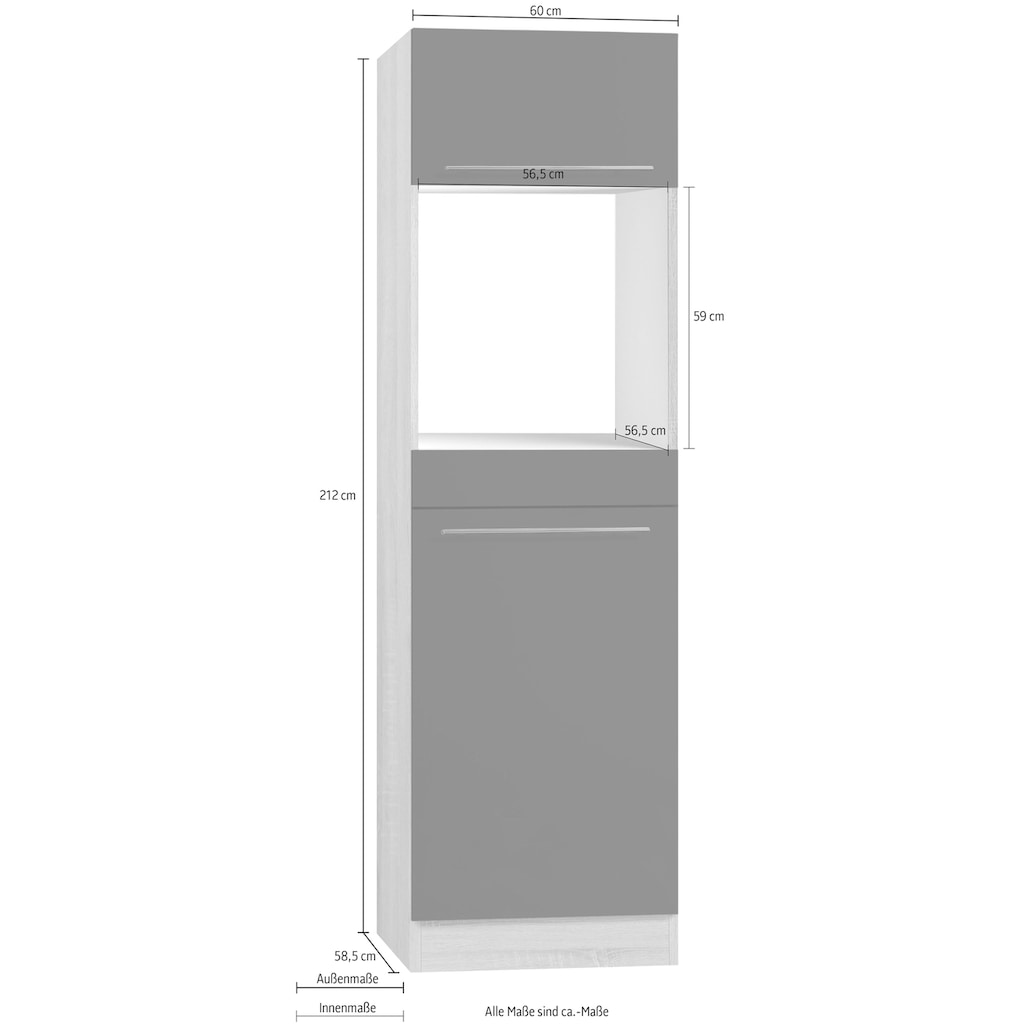 OPTIFIT Backofen/Kühlumbauschrank »Bern«, 60 cm breit, 212 cm hoch, mit höhenverstellbaren Stellfüssen