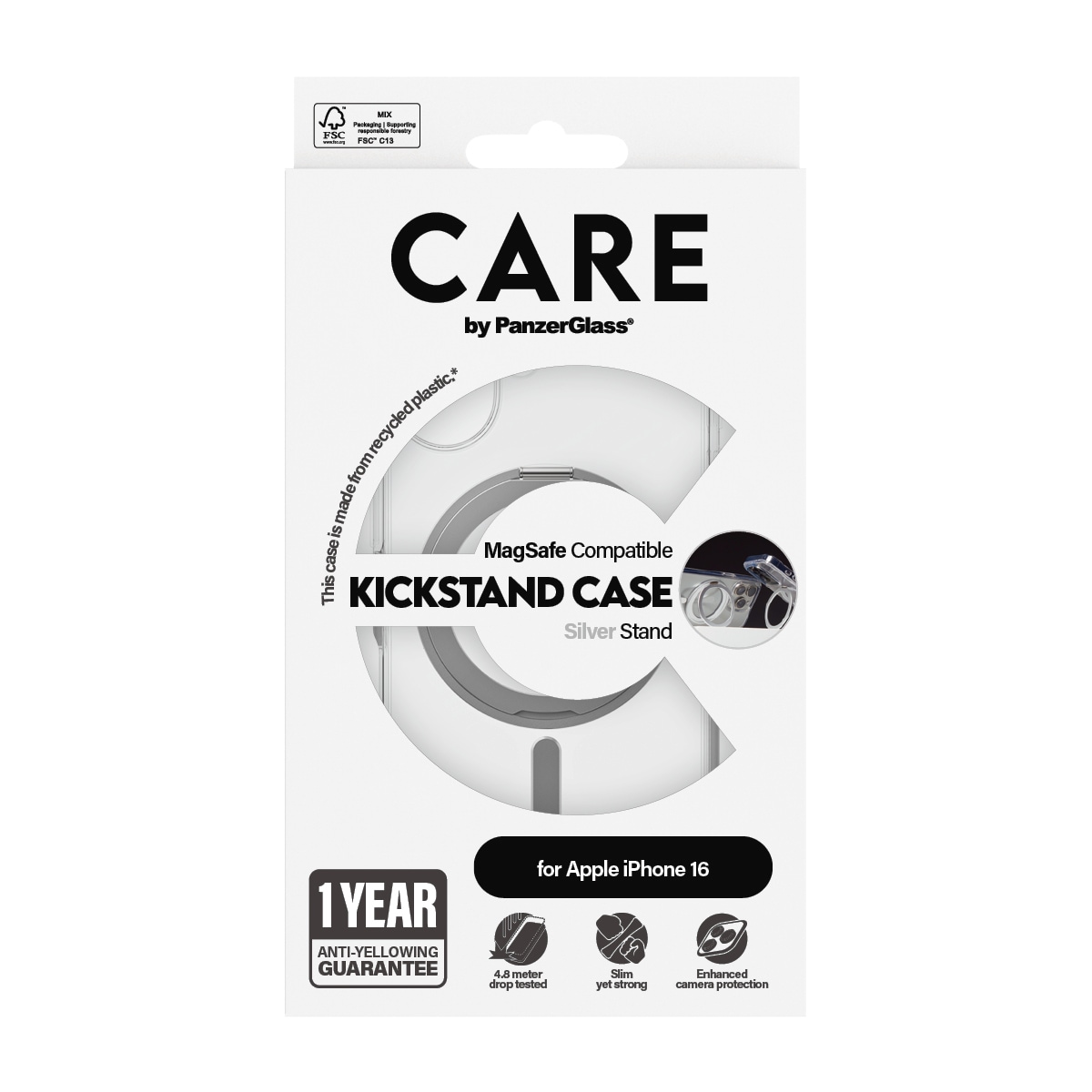 CARE by PanzerGlass Handyhülle »Kickstand Case für Apple iPhone 16«, Backcover, Schutzhülle, Handyschutzhülle, Case, Schutzcase, stossfest