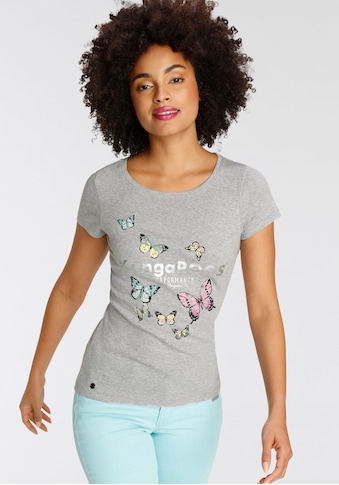 T-Shirt, mit süssem Logodruck & Schmetterlingen