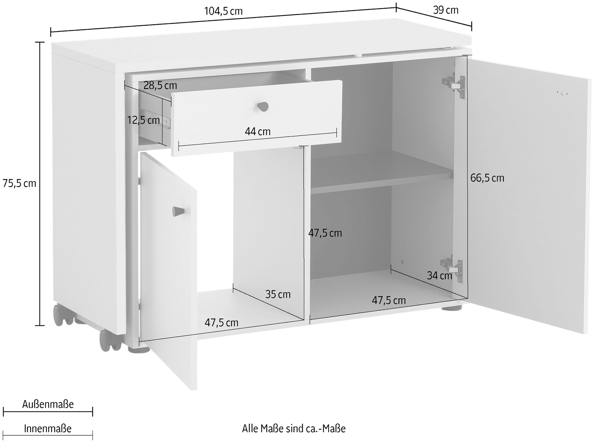 Schildmeyer Tresenkommode »Lovund, Breite 104 cm«, Mit drehbarer Tischplatte