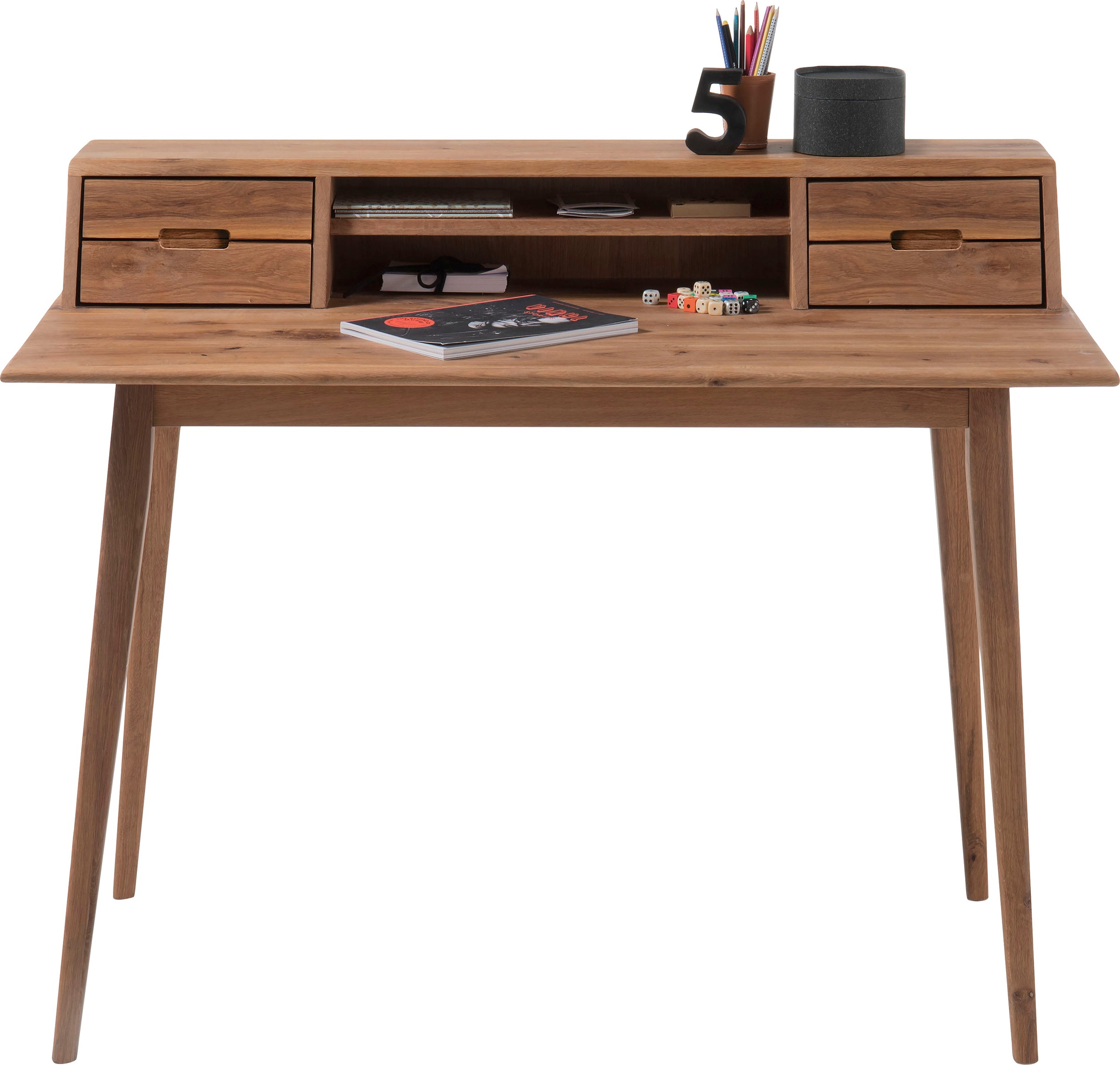 MCA furniture Schreibtisch »Melbourne«, Massivholz Asteiche geölt mit Schubladen, Breite 110 cm