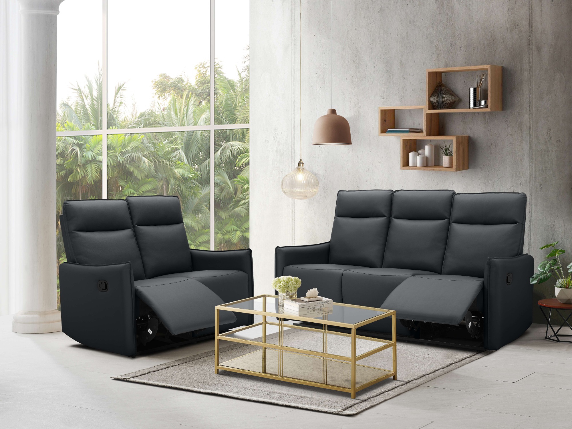 Dorel Home 3-Sitzer »Lugo, Kinosofa mit Reclinerfunktion in Kunstleder und Webstoff«, mit manueller Relaxfunktion in 2 Sitzen