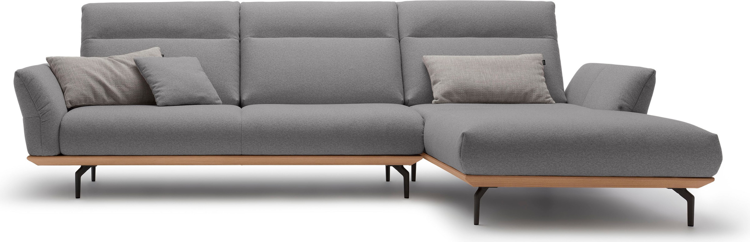 Creation BY ROLF BENZ Ecksofa "CR.460 Design-Sofa, verstellbare Rückenlehne, L-Form" Sockel in Eiche, Winkelfüsse in Umbragrau, Breite 318 cm