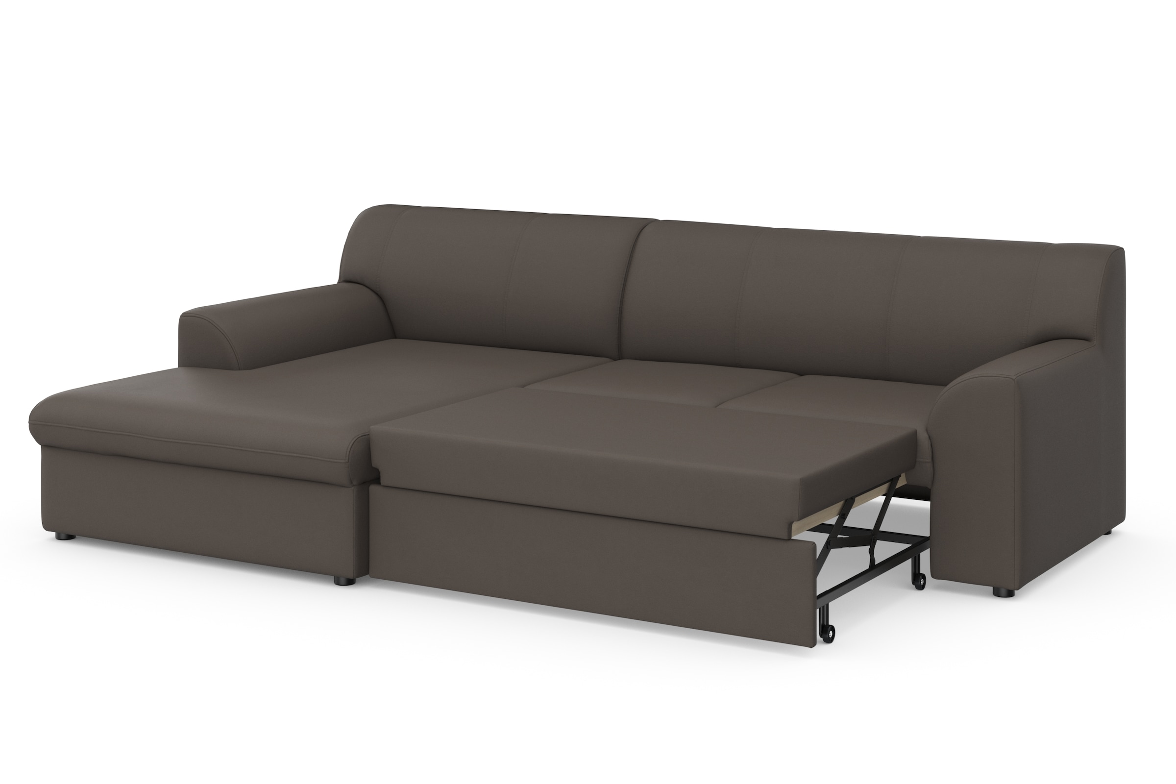 DOMO collection Ecksofa »Topper, elegant und zeitlos, kompaktes Stellmass 245/155cm, L-Form«, mit Recamiere, wahlweise mit Schlaffunktion