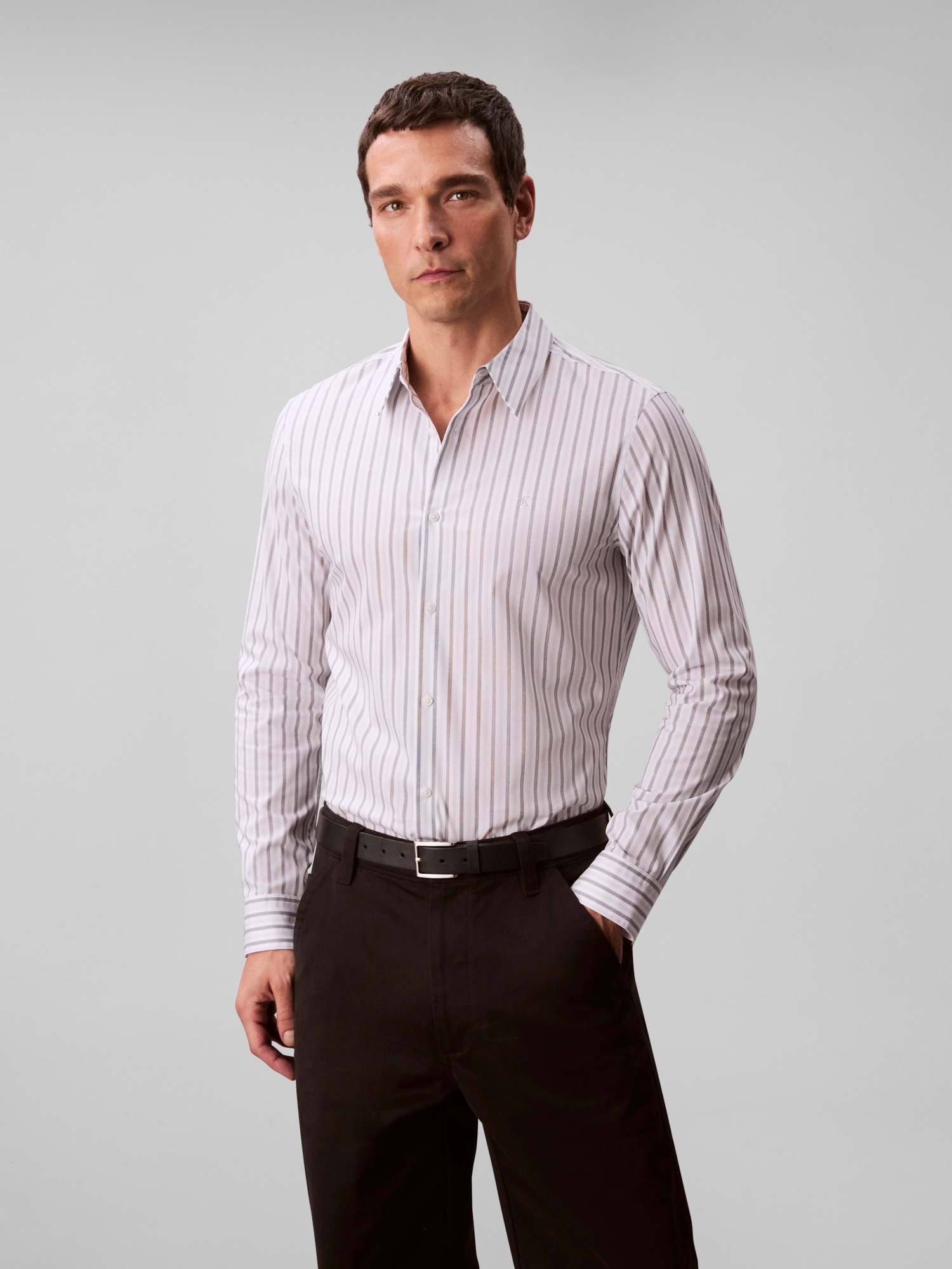 Calvin Klein Businesshemd »LS MULTI STRIPE STRETCH SLIM SHI« Mit Rundhalsausschnitt, slim fit