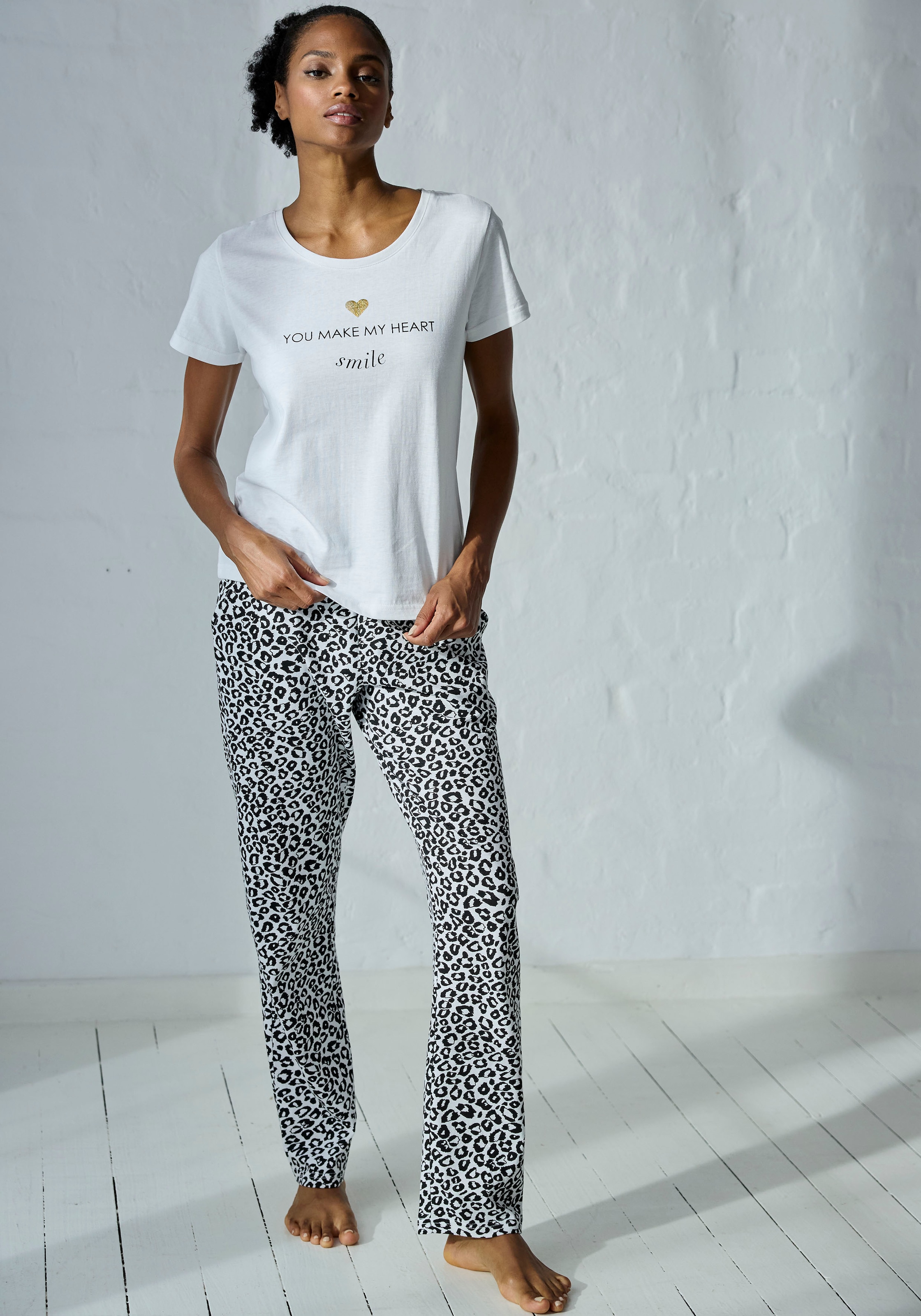 Vivance Dreams Pyjamahose, mit Schwarz-Weiss-Druck
