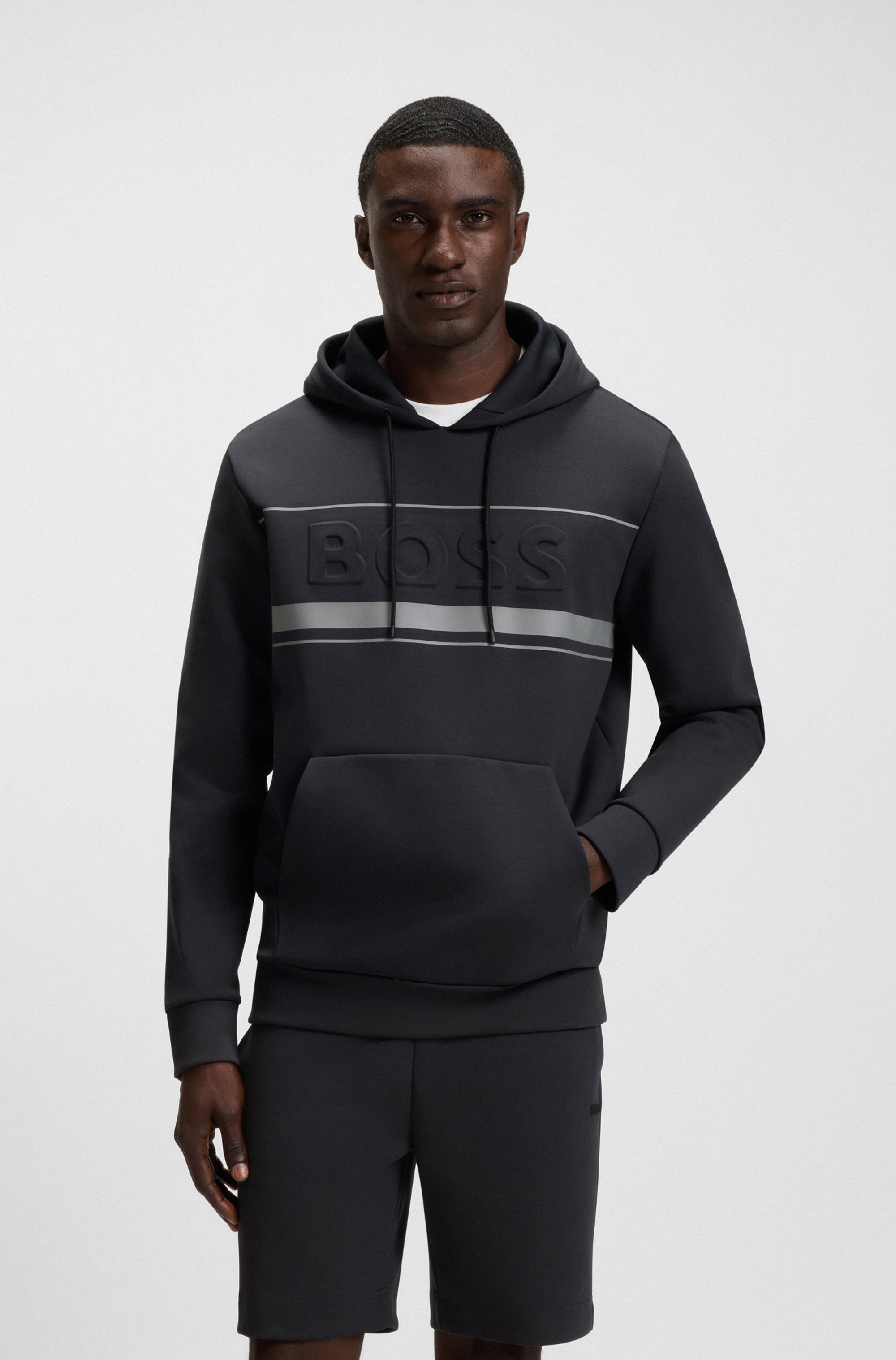 BOSS GREEN Kapuzensweatshirt »Soody Zone«, mit geprägtem Logo und sportiven Streifen