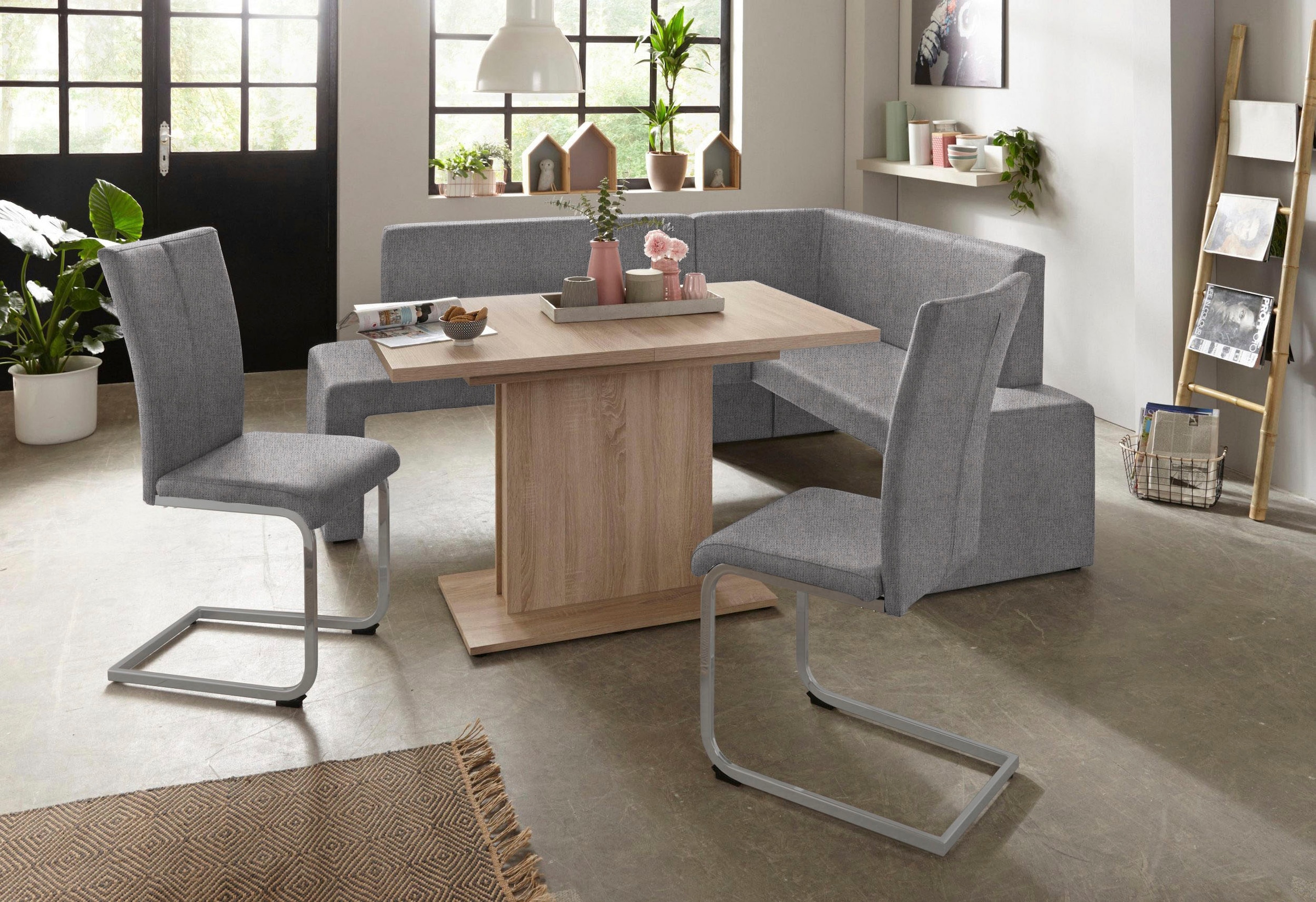 Home affaire Freischwinger »Alex«, (Set), 2 St., Struktur 2, Stuhl belastbar bis 120 Kg, Gestell im Chrom-Look