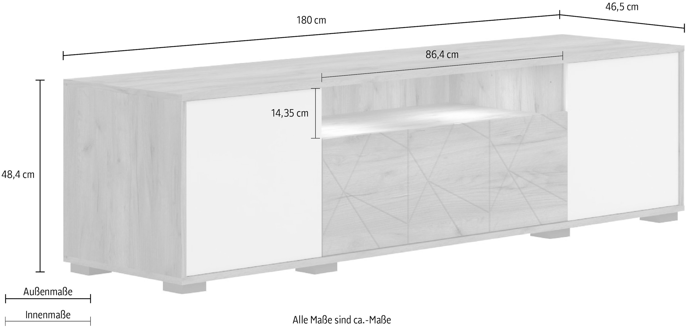 ❤ Places of Style TV-Board »Stela«, mit Push-to-open und Soft-Close-Funktion,  Hochglanz UV-lackiert ordern im Jelmoli-Online Shop