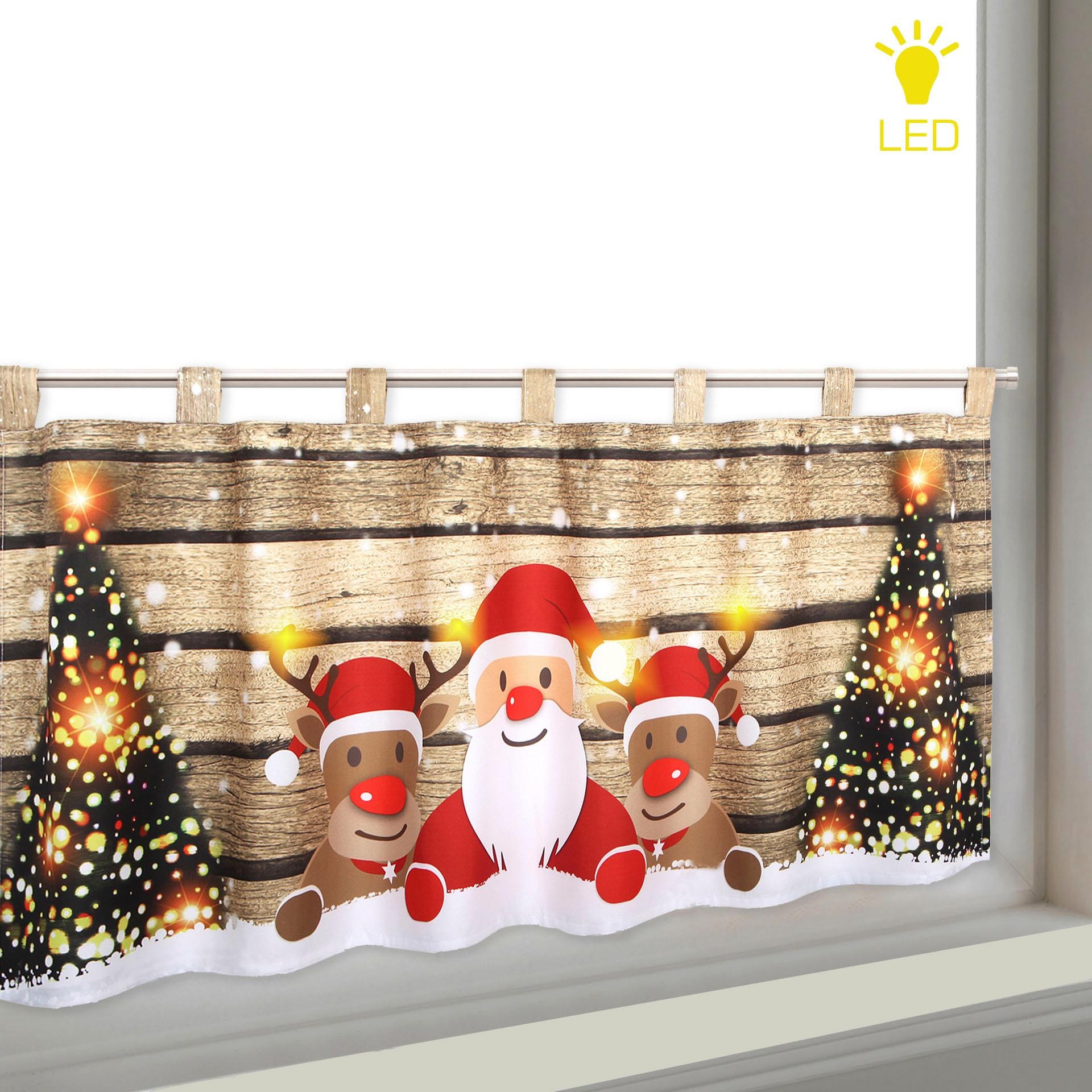 Delindo Lifestyle Scheibengardine »Weihnachtsstimmung«, Küche, mit | Jelmoli-Versand LED-Beleuchtung kaufen mit online St.), (1 für die Schlaufenaufhängung