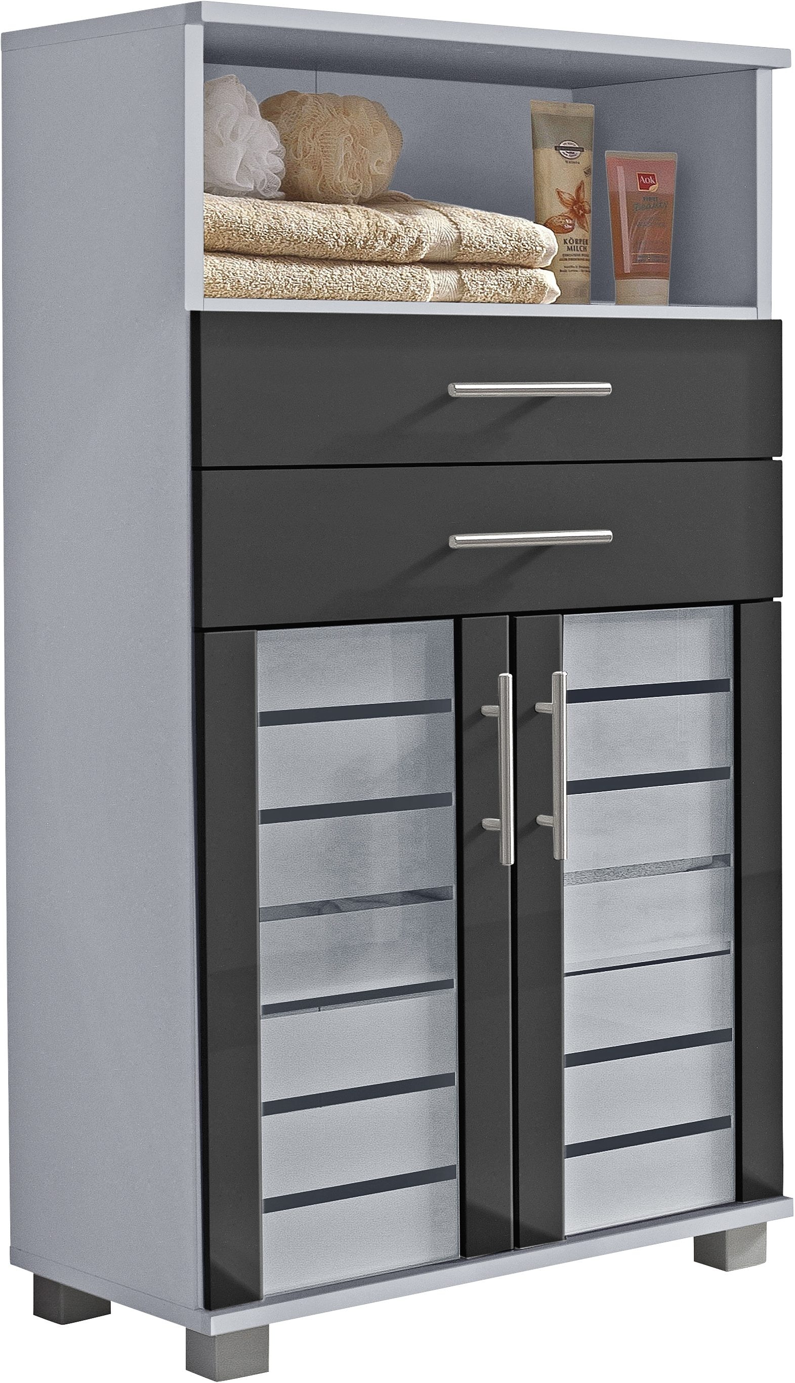 Schildmeyer Midischrank »Nikosia«, Breite 60 2 cm, Schubladen, bestellen Metallgriffe Glastüren, online Jelmoli-Versand MDF-Fronten, mit 