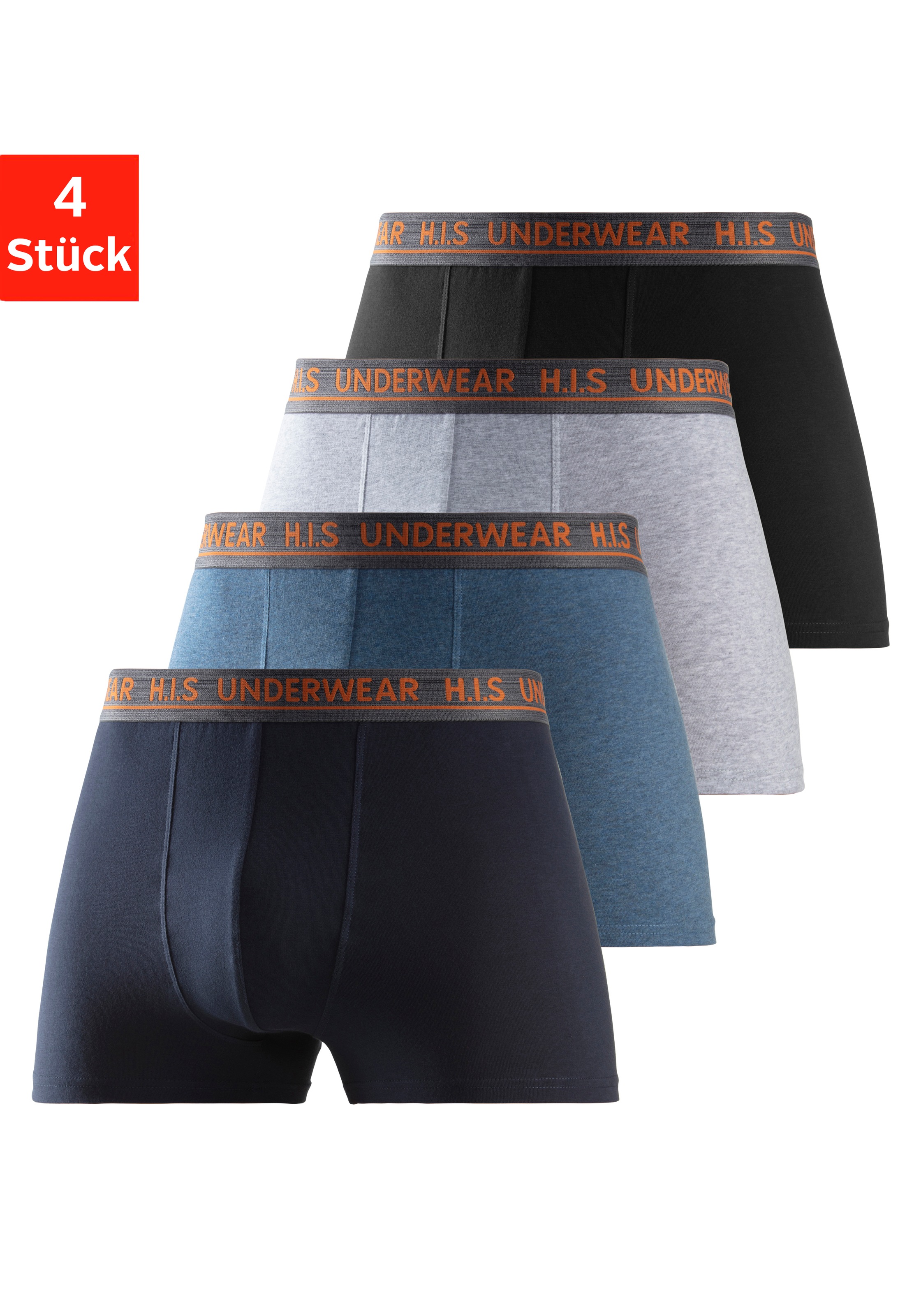 H.I.S Boxer »Boxershorts für Herren« Packung, 4 Stk. mit bequemem Stretchbündchen