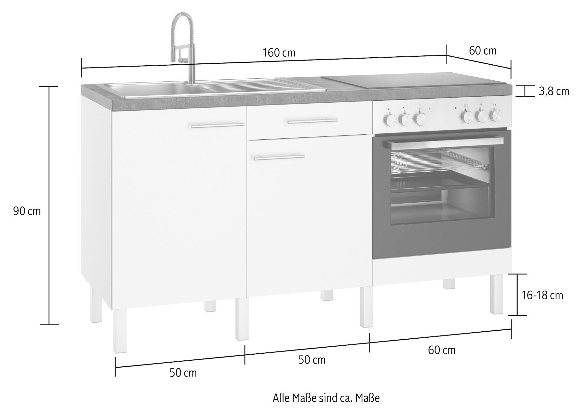 ❤ OPTIFIT Küche »Lilly«, 160 im wahlweise kaufen Jelmoli-Online Shop mit cm, Breite E-Geräten