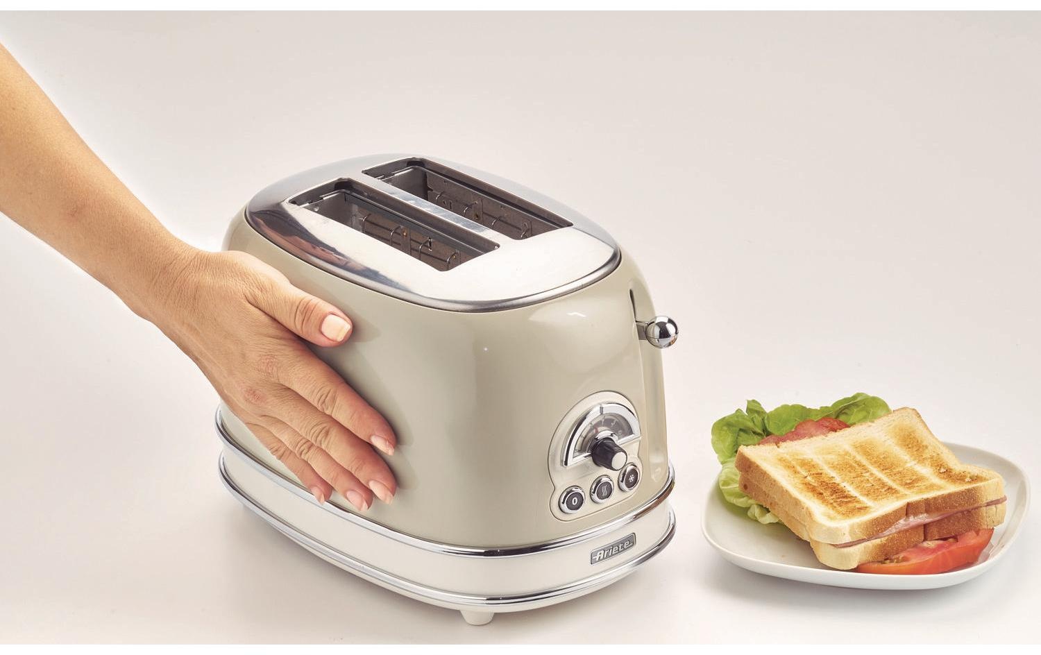 Ariete Toaster »Vintage 2 Schlitze, Beige«, für 2 Scheiben, 810 W, Lieferung mit passendem CH-Fixadapter