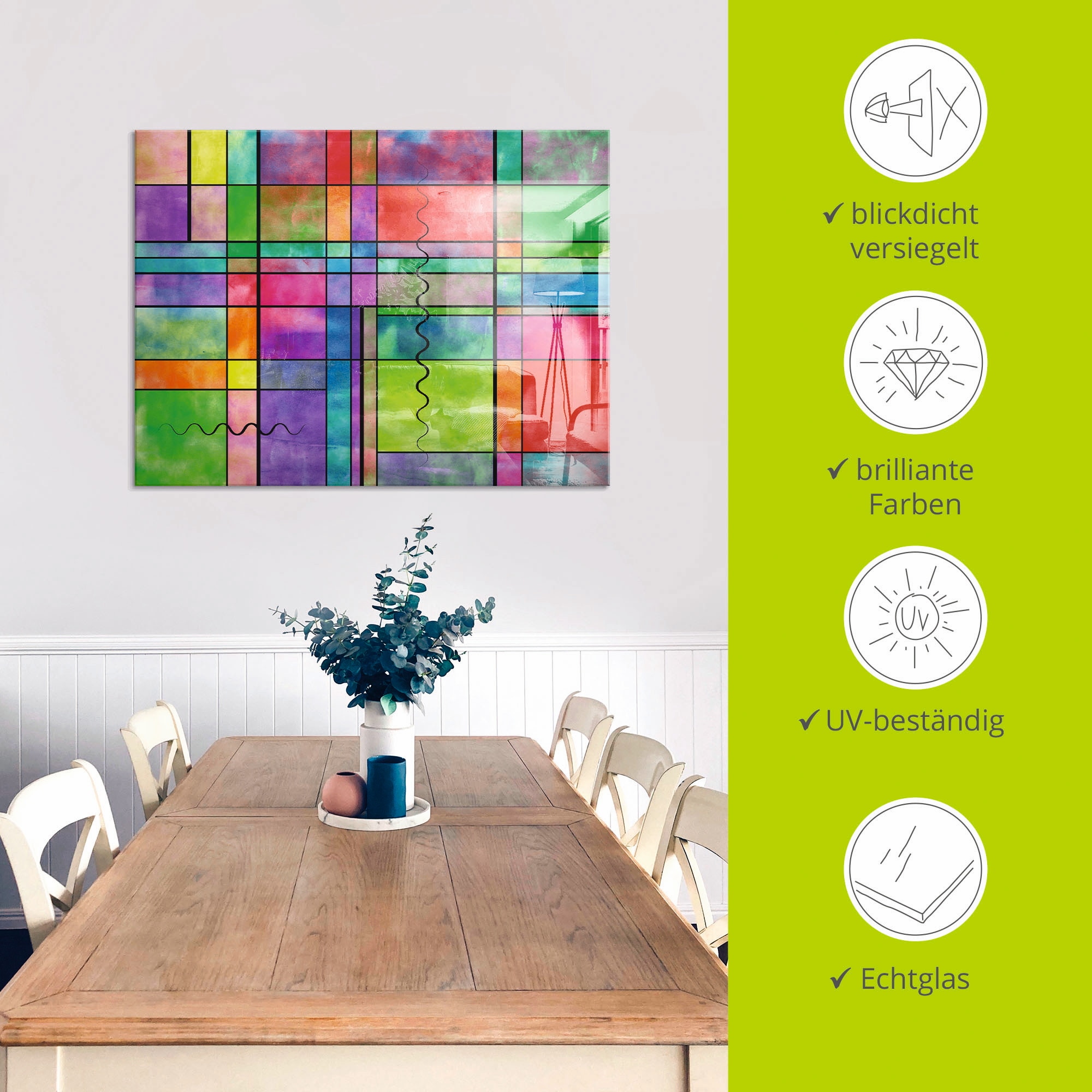 Artland Glasbild »Bunt Abstrakt«, Muster, (1 St.), in verschiedenen Grössen