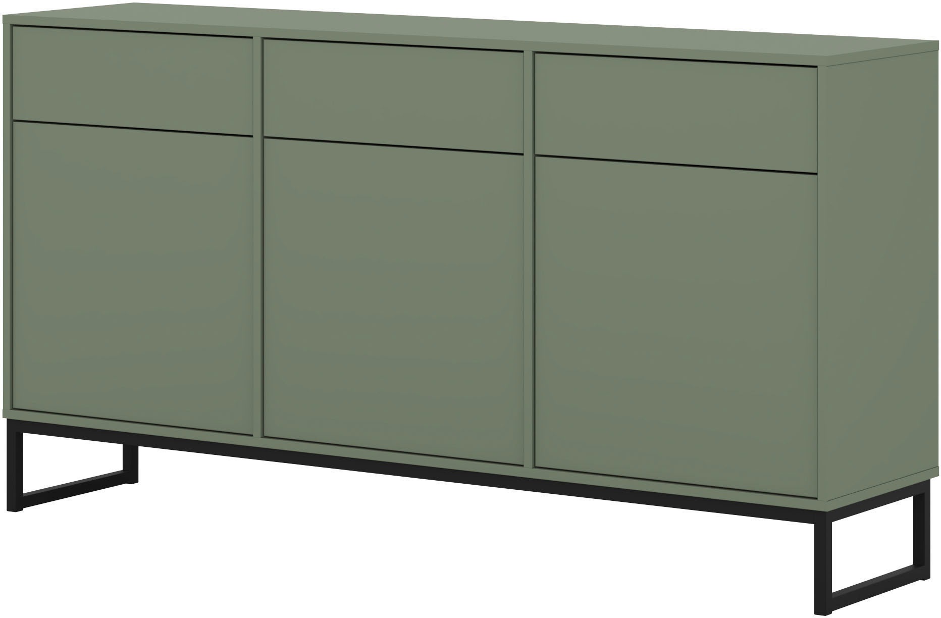 OTTO home Sideboard "Loft, Breite 157 cm, grifflose Kommode 3 Türen/3 Schubkästen." Schubladenschrank mit viel Stauraum, Einlegeböden verstellbar
