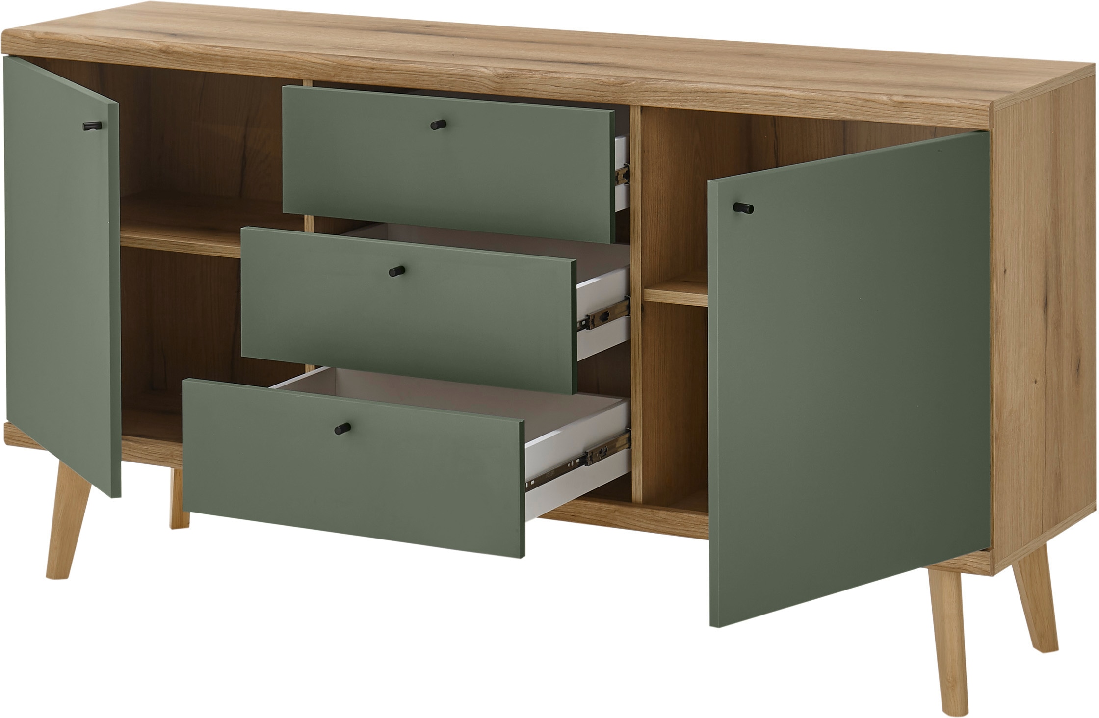 INOSIGN Sideboard »MAVAS«, in moderner Trendfarbe, Griffe aus Metall (Schwarz), Breite 160 cm