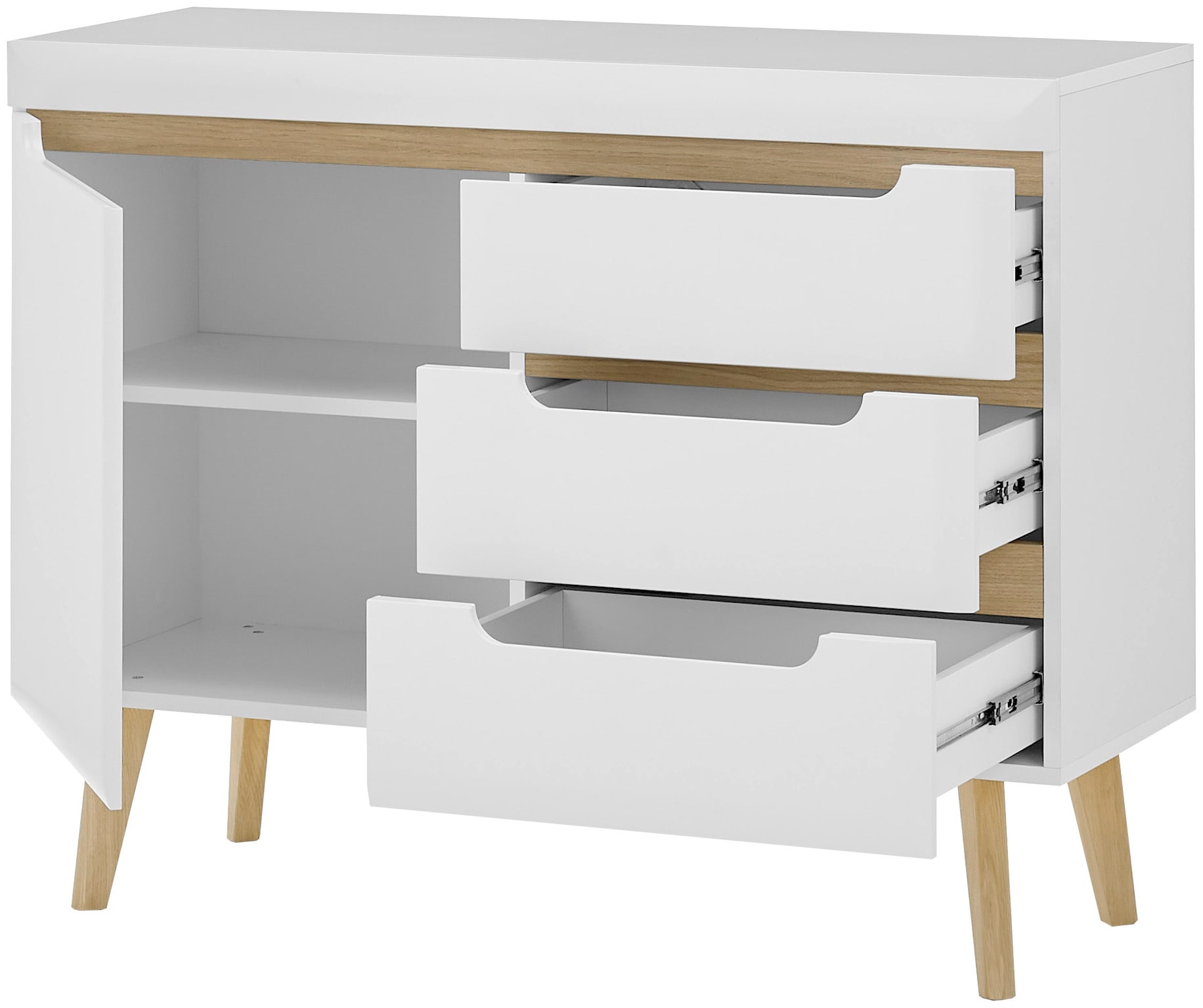 INOSIGN Wohnwand »Torge, Anbauwand, Schrankwand, Mediawand, Wohnzimmer-Set«, (4 St.), enthält Lowboard, Sideboard, Highboard + Wandboard, 361 cm breit