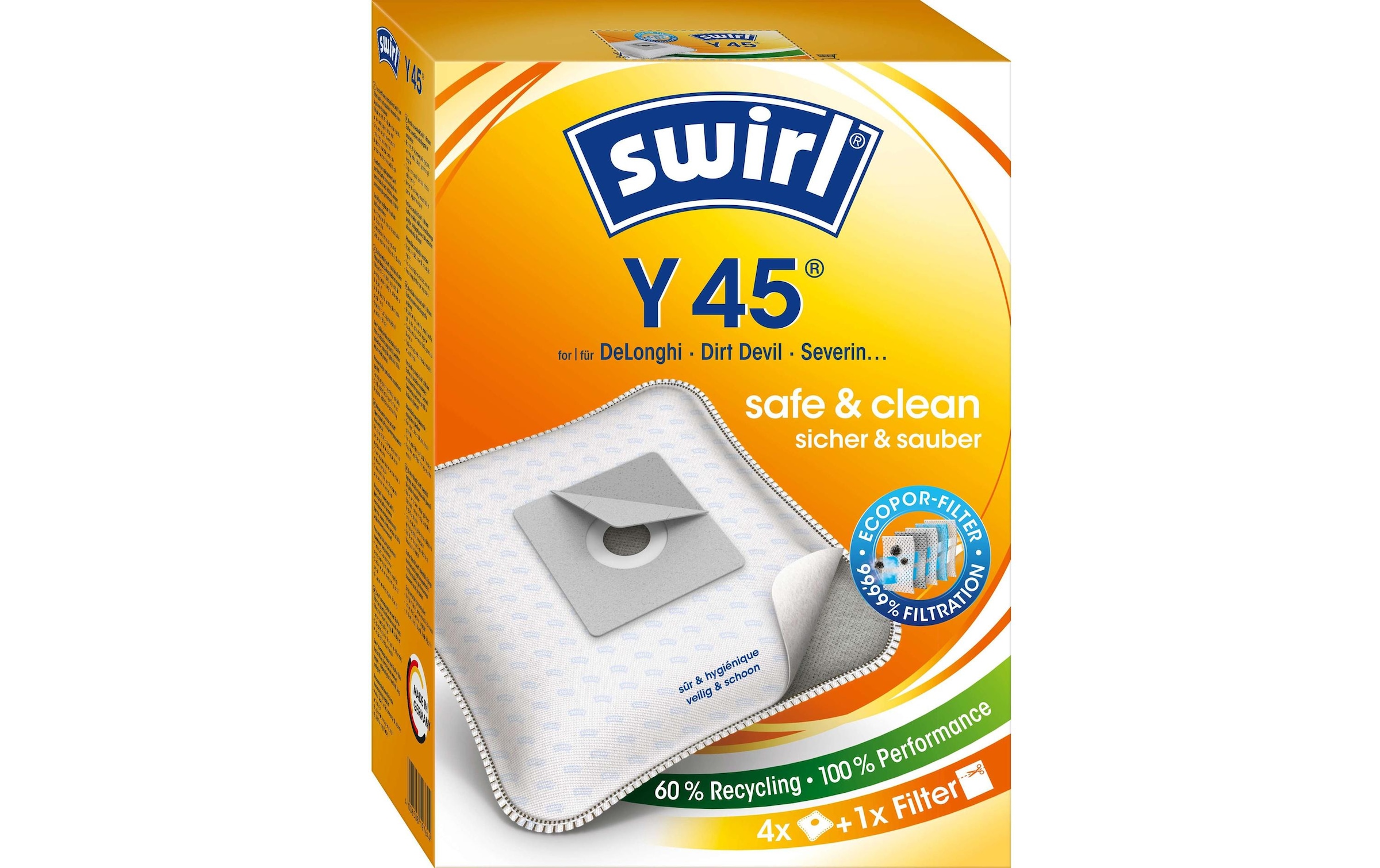 Swirl Staubsaugerbeutel »MicroPor Y45 4 Stück«, (4 St.)