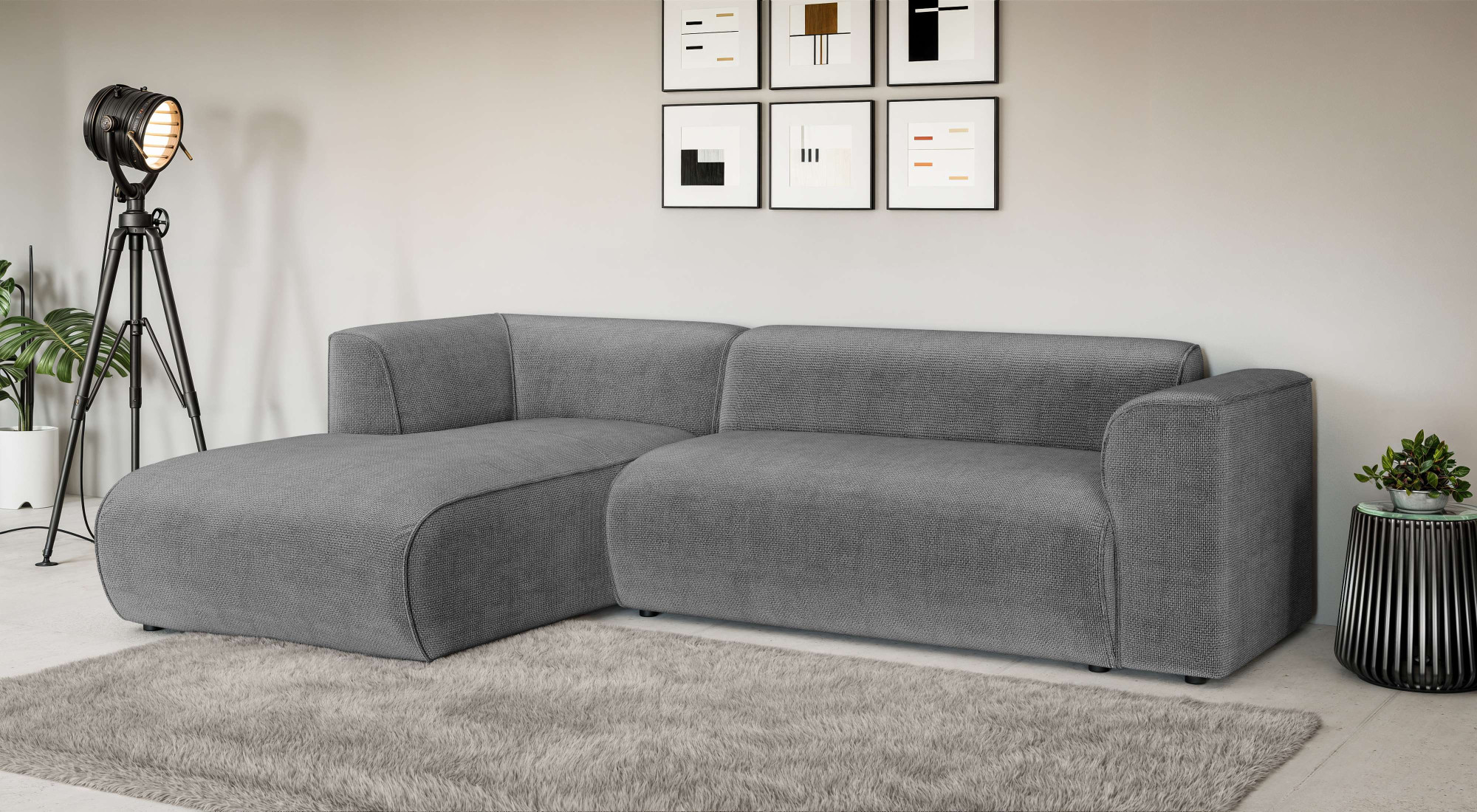 Home affaire Ecksofa "MERID L-Form (257 cm), zeitlos & stilvolles Design," Aufwendig gepolstert, in Cord, Chenille und Struktur