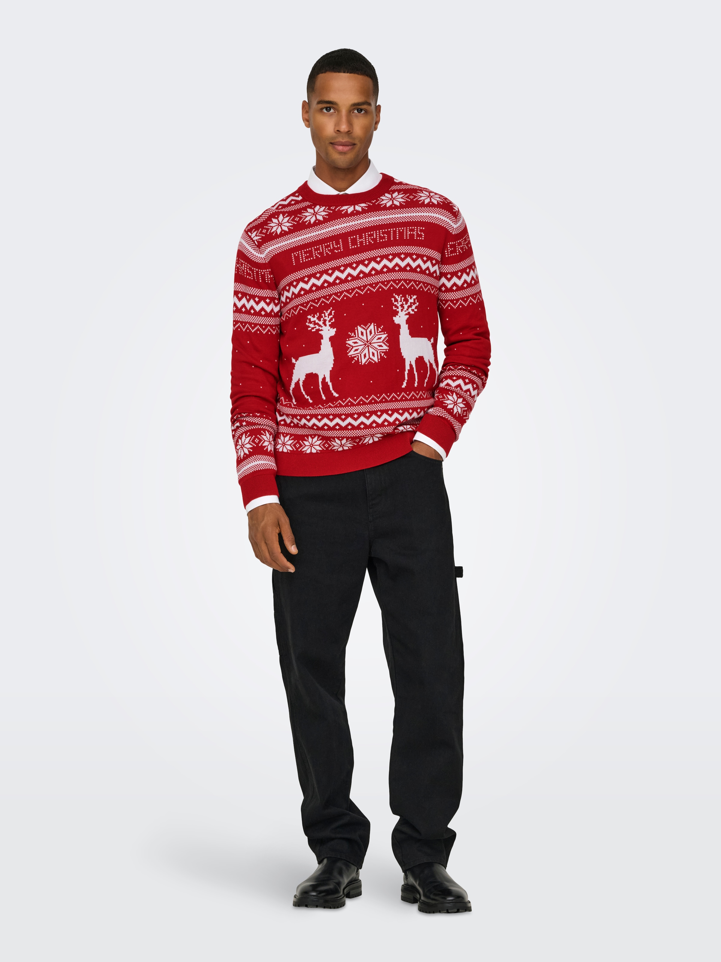 ONLY & SONS Rundhalspullover »ONSXMAS REG 5 JAQ CREW KNIT«