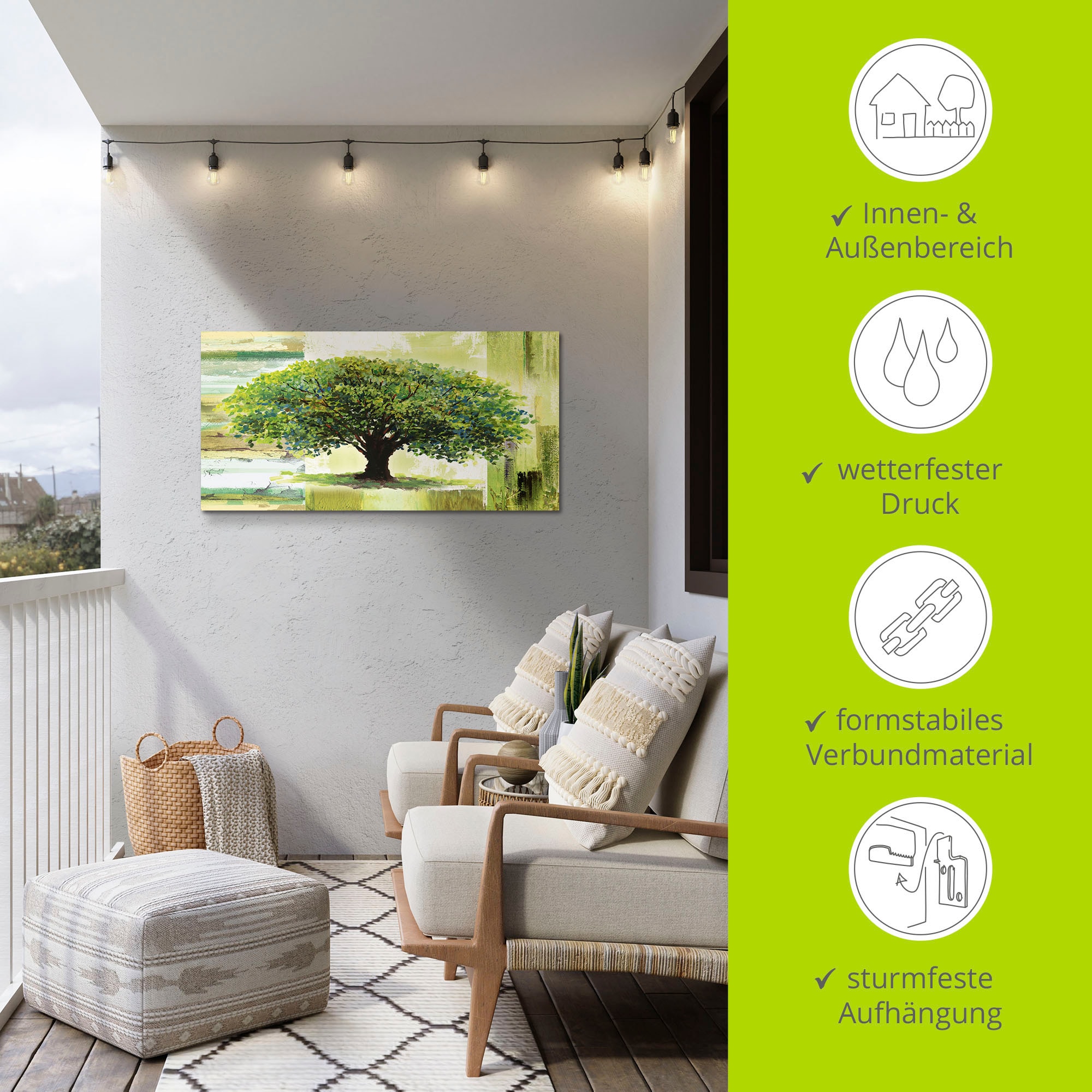 Artland Wandbild »Frühlingsbaum auf abstraktem Hintergrund«, Bäume, (1 St.), als Alubild, Outdoorbild, Leinwandbild, Poster in verschied. Grössen