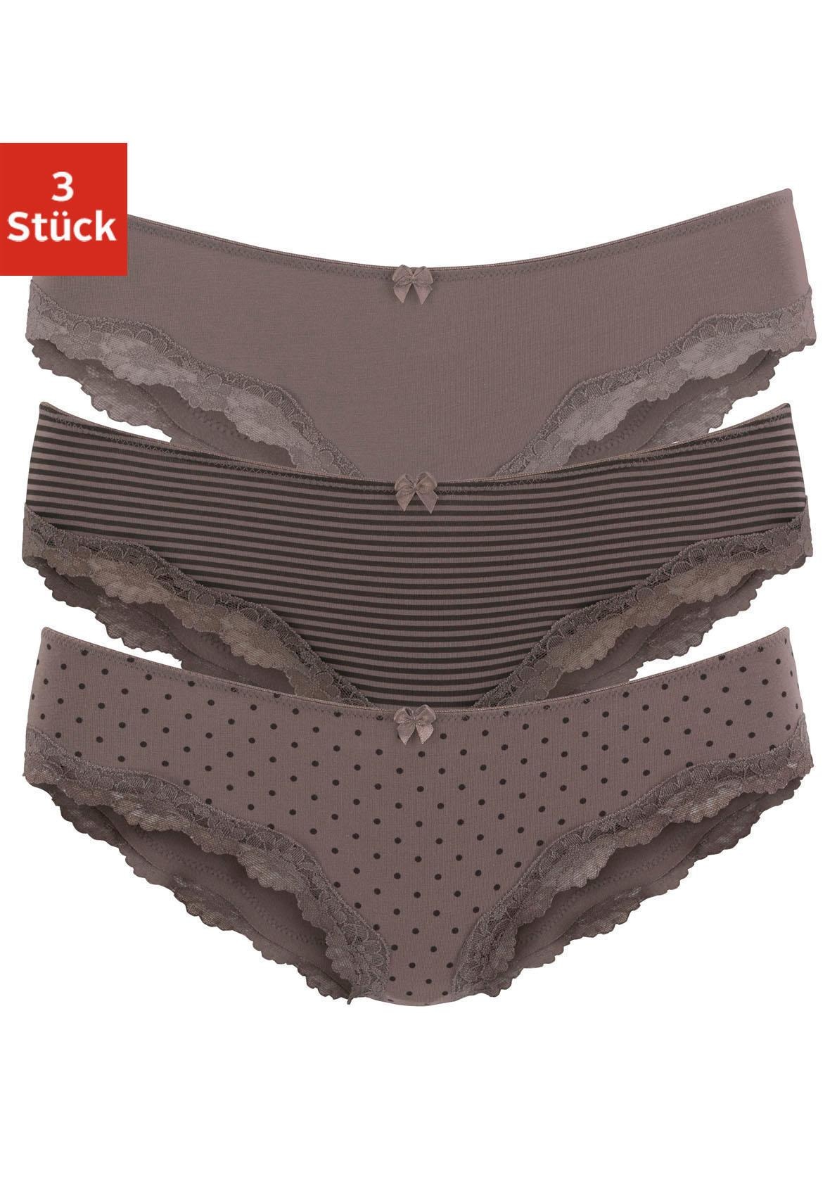 LASCANA Slip, (Packung, 3 zarter Jelmoli-Versand mit elastischer Spitze kaufen online bei Schweiz St.), aus Baumwolle