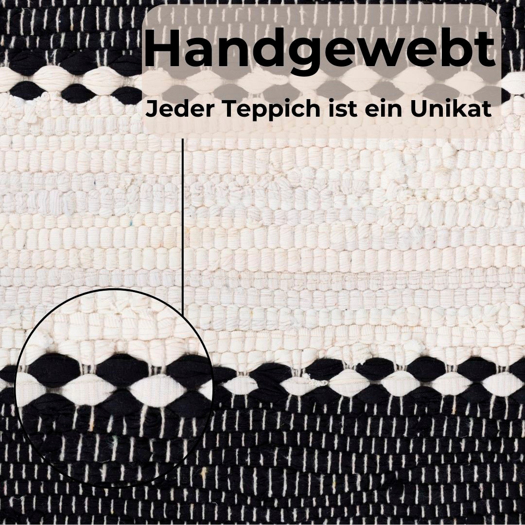 my home Teppich »Benja«, rechteckig, Handweb Teppich, gestreift, 90% Baumwolle, handgewebt, mit Fransen