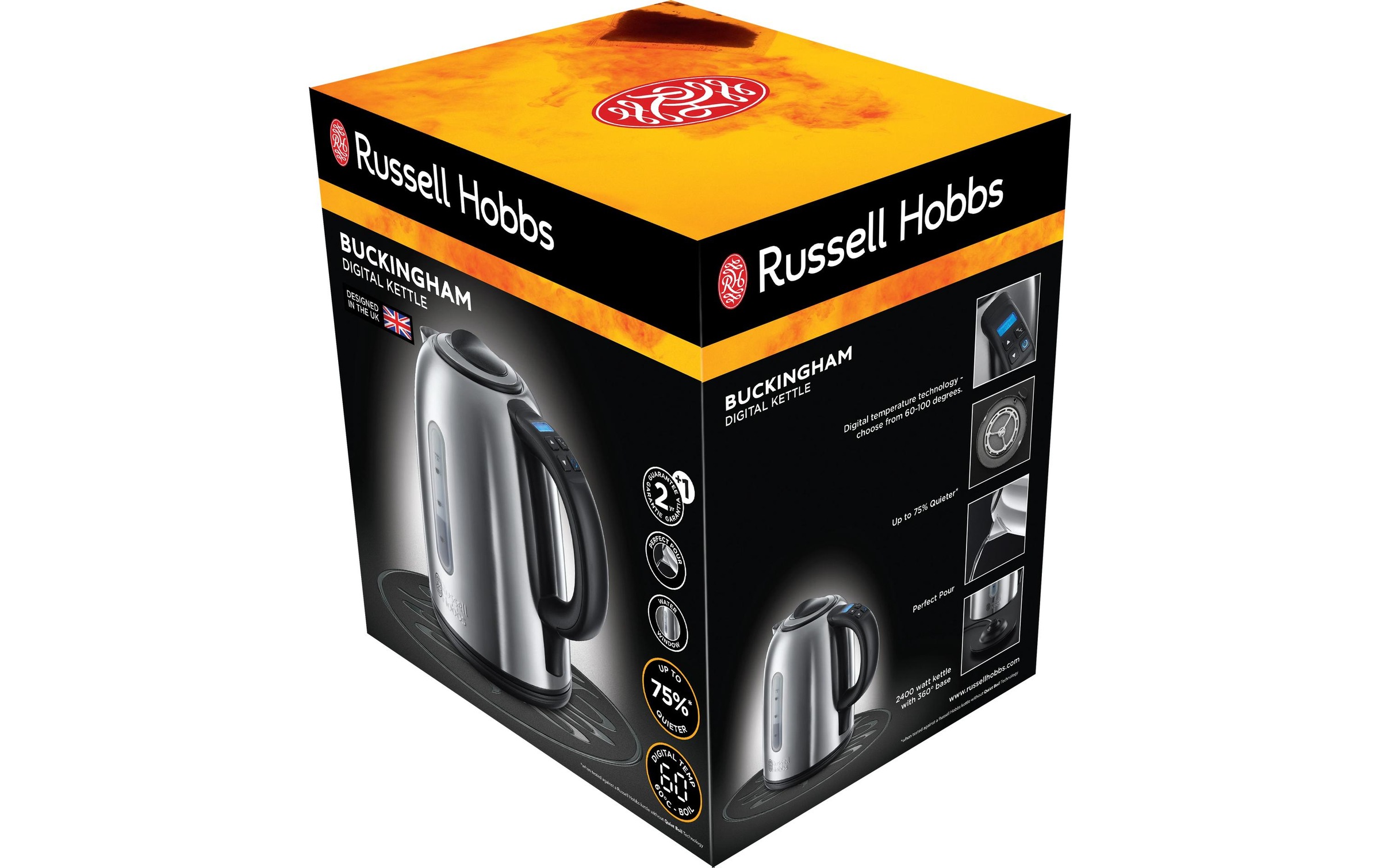 RUSSELL HOBBS Wasserkocher »Buckingham 45474 l, Schwarz/Silber«, 1,7 l, 2400 W