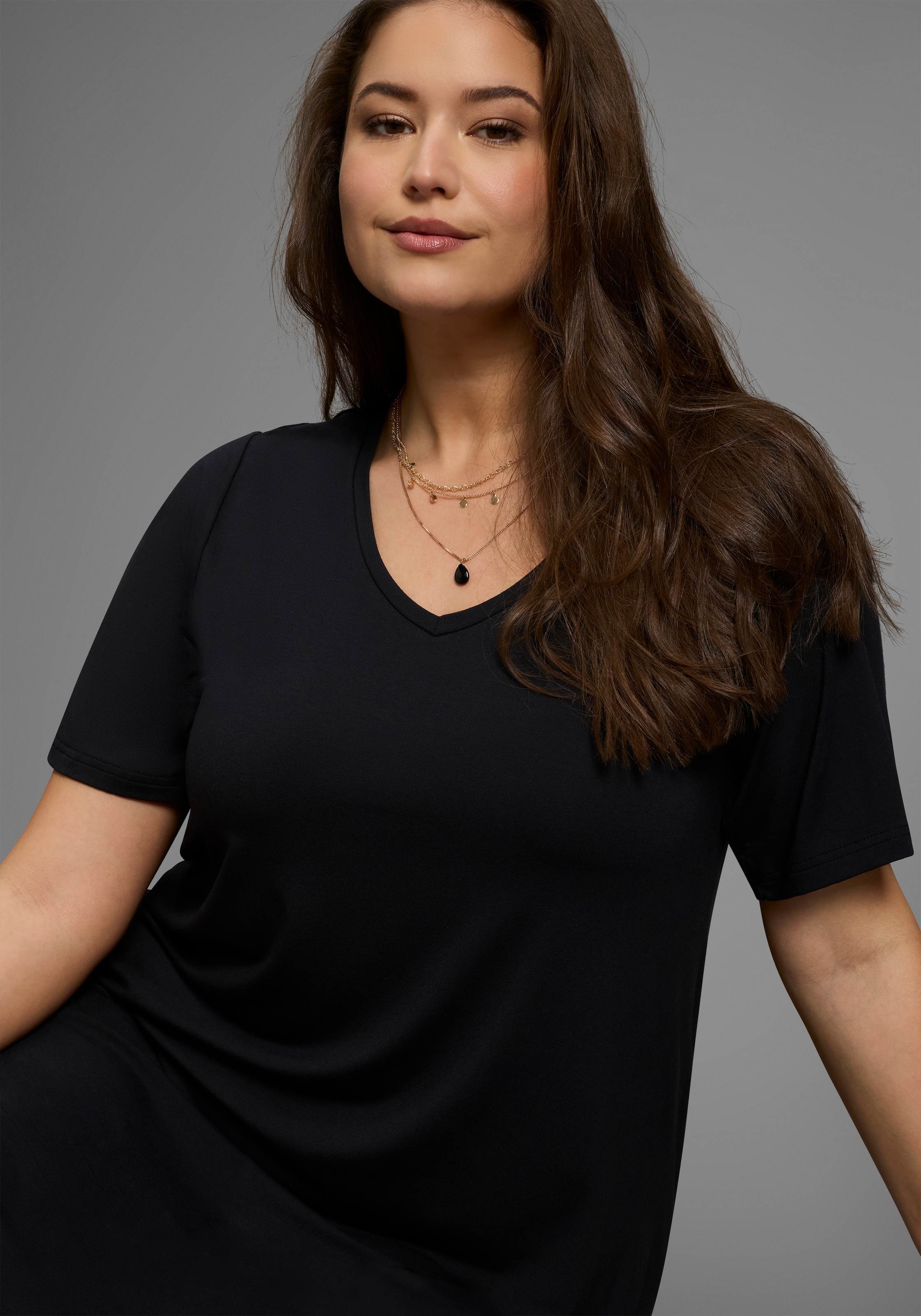 Laura Scott CURVE Jerseykleid, in leicht ausgestellter, fliessender Wickelform - GROSSE GRÖSSE