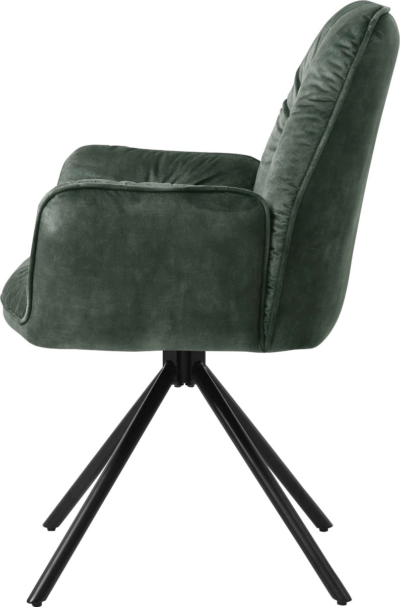 SalesFever Esszimmerstuhl »Ottawa Armlehnstuhl: Rückzugsort im Esszimmer«, 1 St., Samtvelours, 360° Drehbarer Esszimmersessel mit Armlehnen - 1 Stück