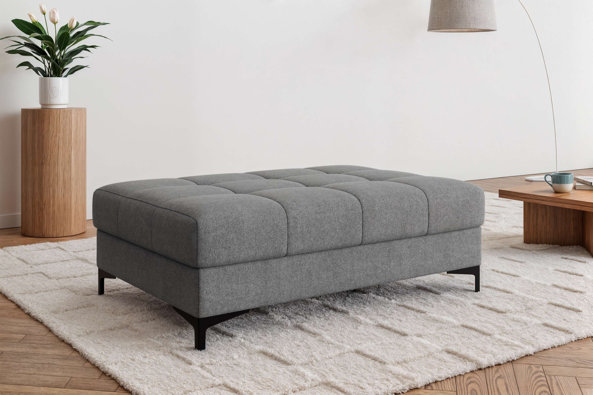 GOODproduct Polsterhocker "LEEVKE Sitzhocker passend zum Sofa, Breite 115 cm" mit hochelastischer Schaum und Wellenunterfederung