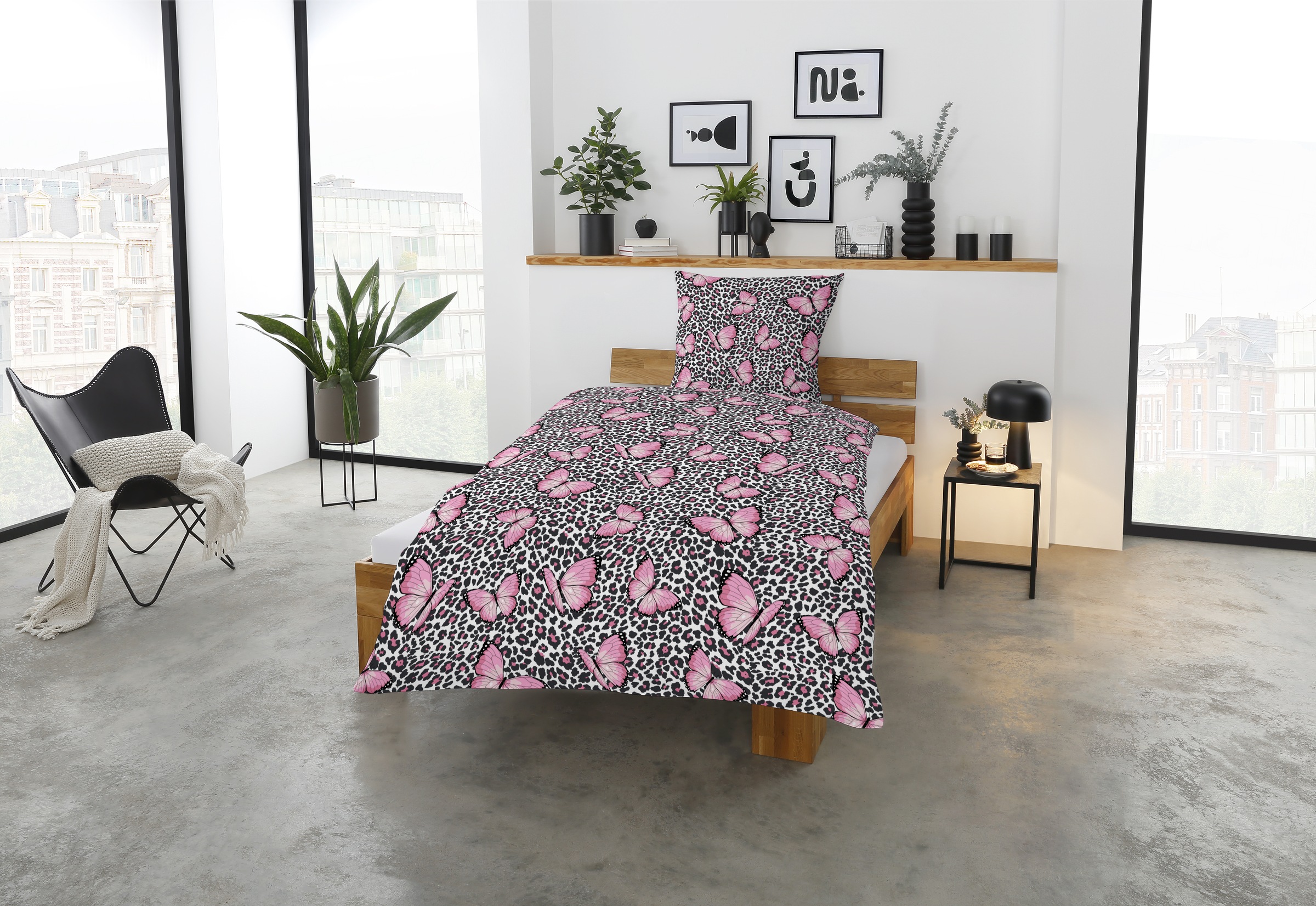 CASATEX Bettwäsche »Menga«, Schmetterlinge mit Leopardenprint