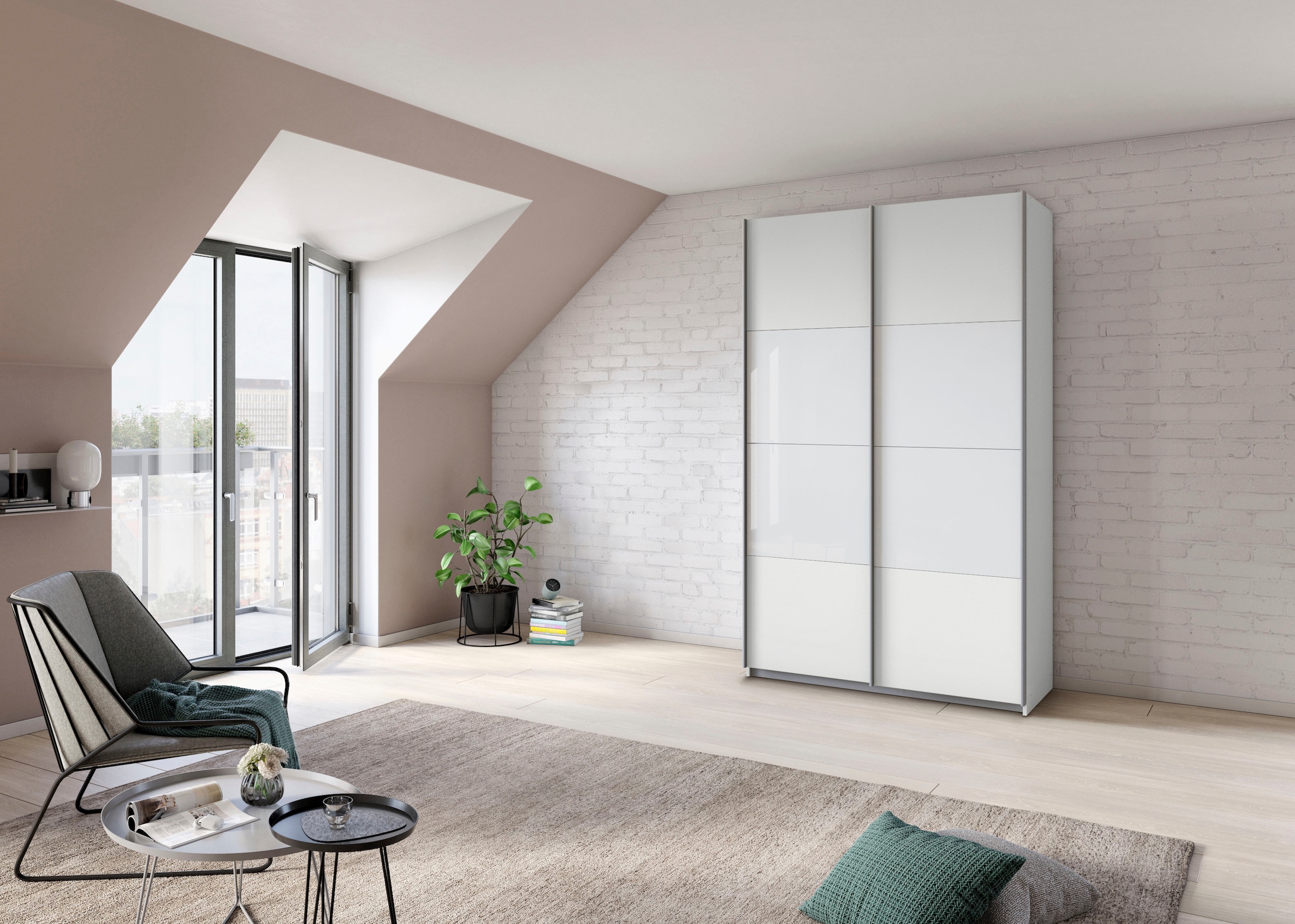 rauch Schwebetürenschrank »Quadra Bestseller Schlafzimmerschrank in vielen Breiten«, Kleiderschrank Garderobenschrank Schrank mit Glaselementen