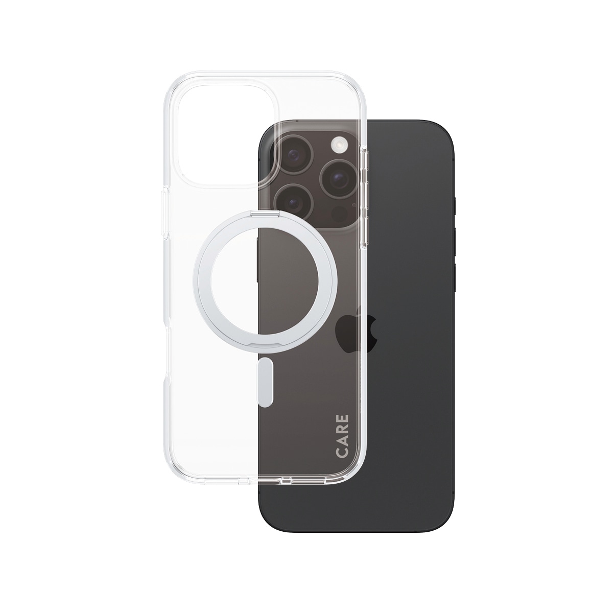 CARE by PanzerGlass Handyhülle »Feature Silver Kickstand MagSafe Apple iPhone 16 Pro Max«, Backcover, Schutzhülle, Handyschutzhülle, Case, Schutzcase, stossfest