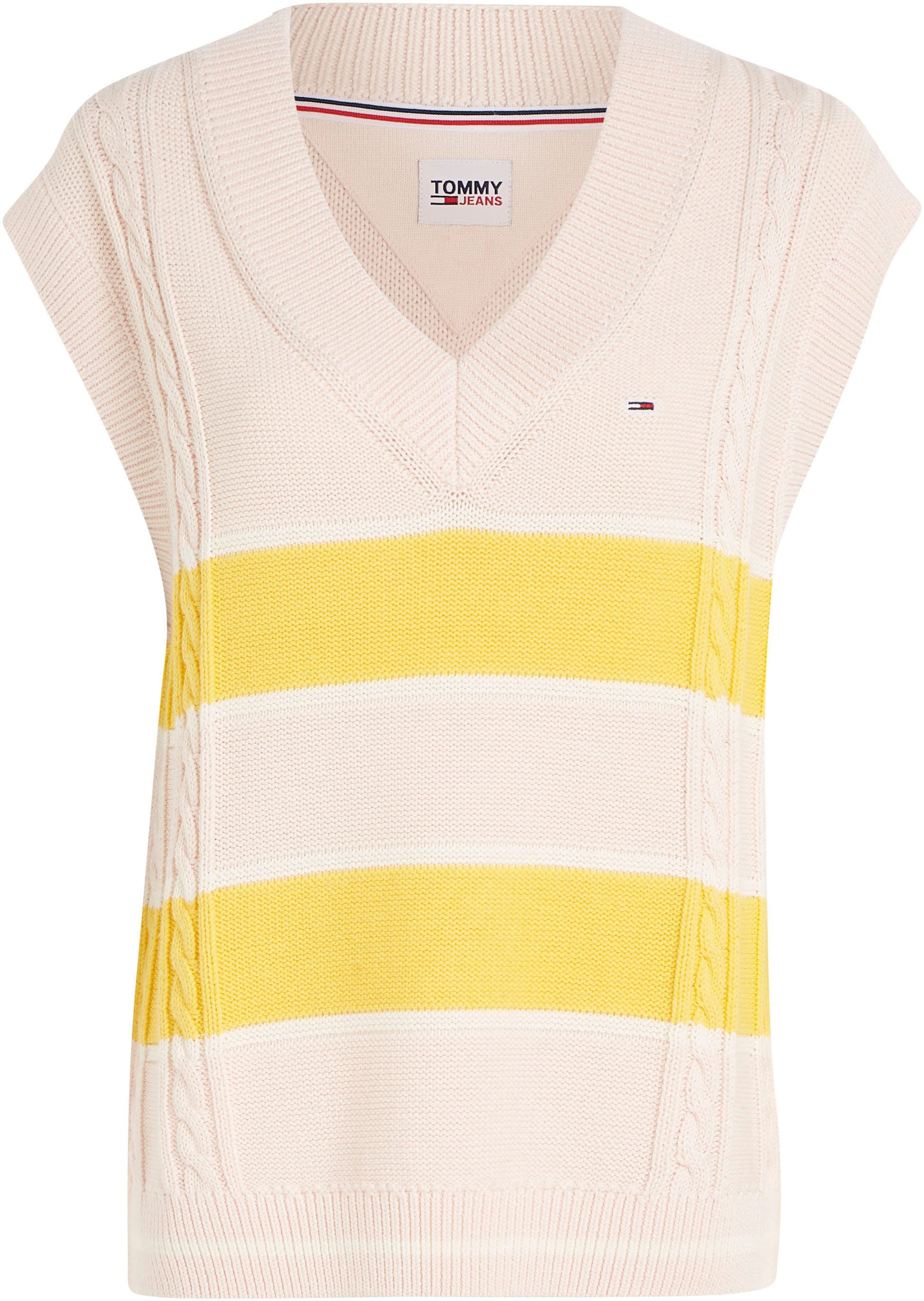 Tommy Jeans Strickpullover »TJW STRIPE V-NECK VEST«, mit Tommy Jeans Logostickerei