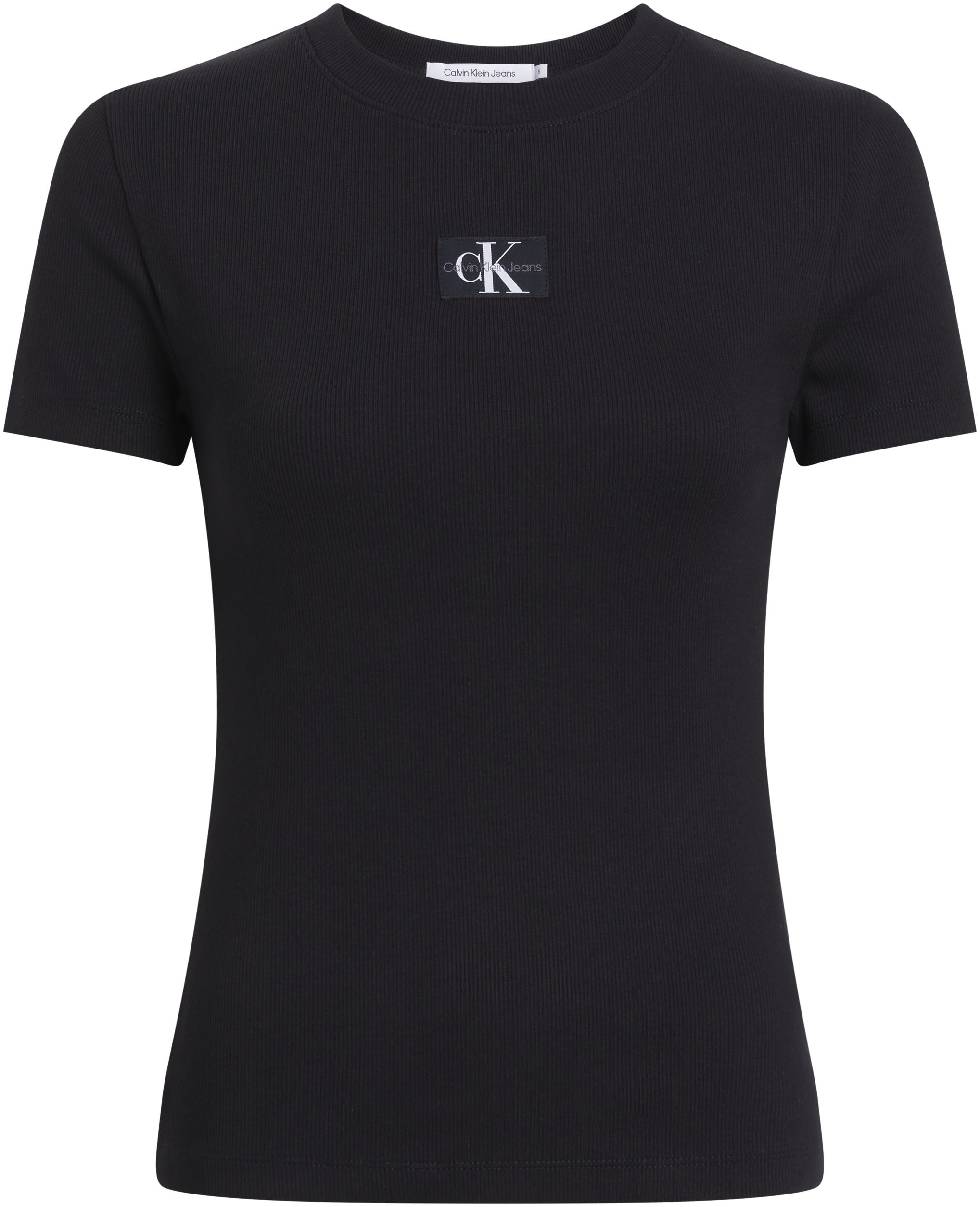 Calvin Klein Jeans T-Shirt »WOVEN LABEL RIB BABY TEE«, mit Logopatch