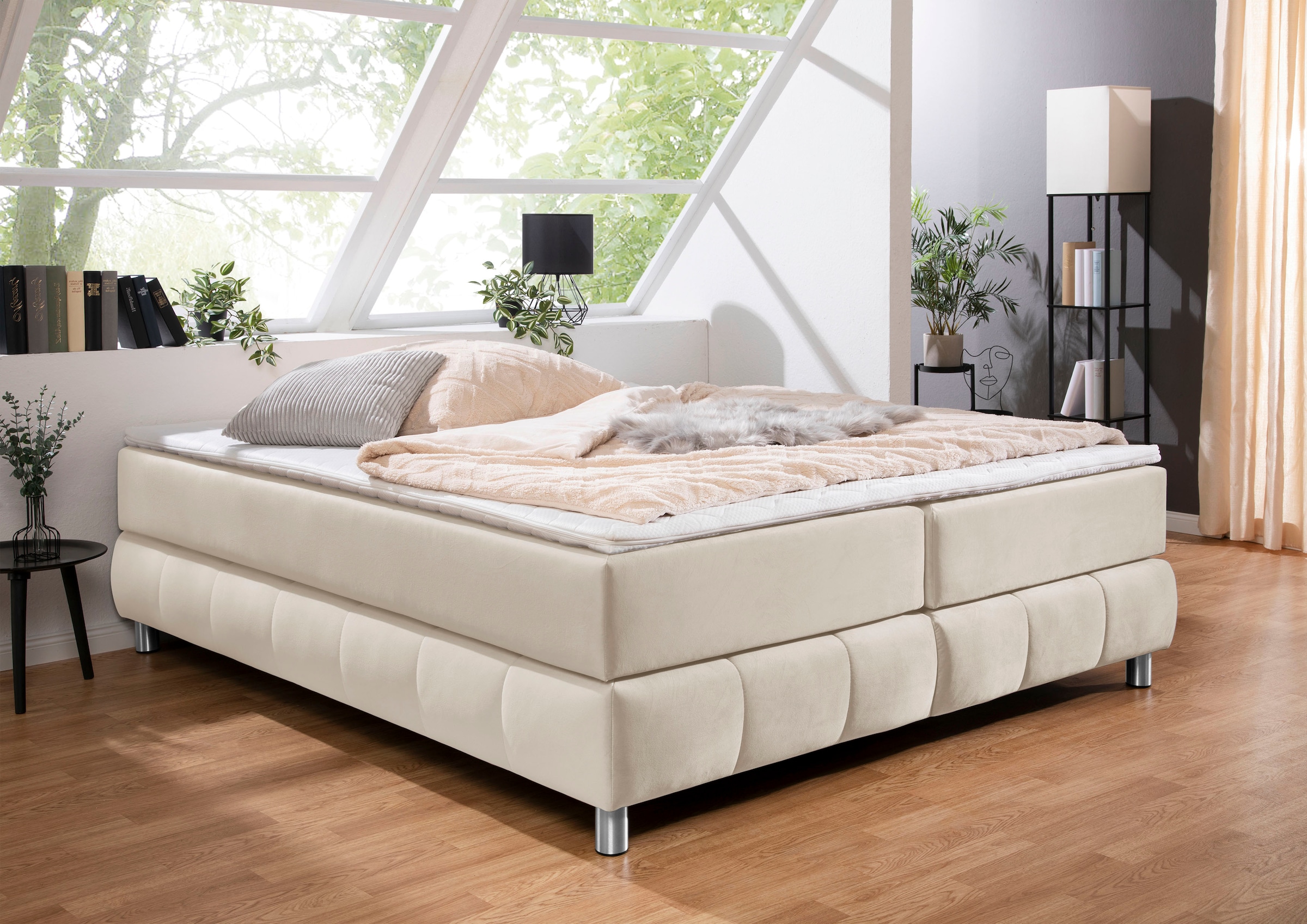 Home affaire Boxspringbett "Salo" Ohne Kopfteil, inkl. Topper, auch in Überlänge 220 cm
